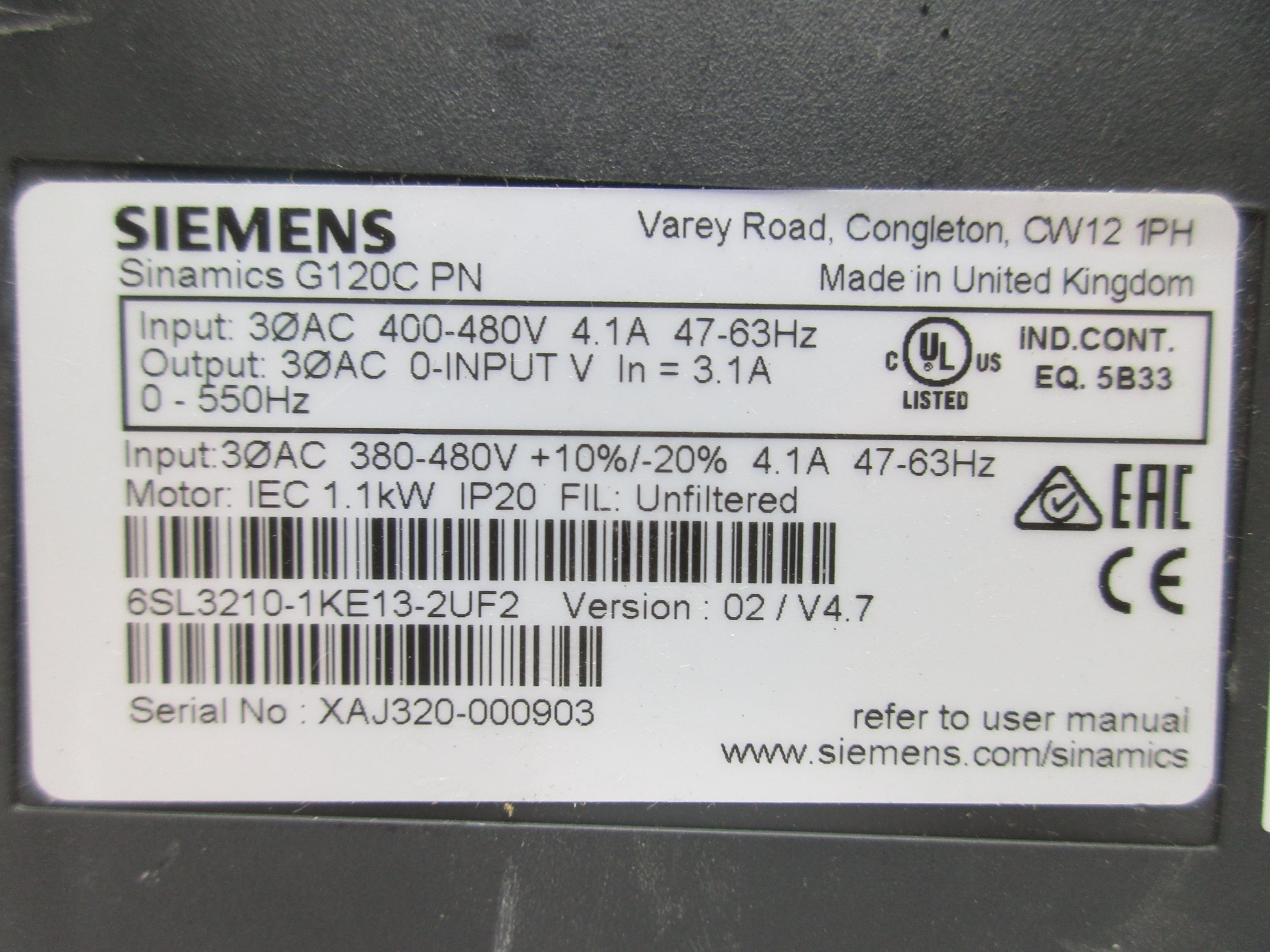 SIEMENS 6SL3210-1KE13-2UF2 UNMP