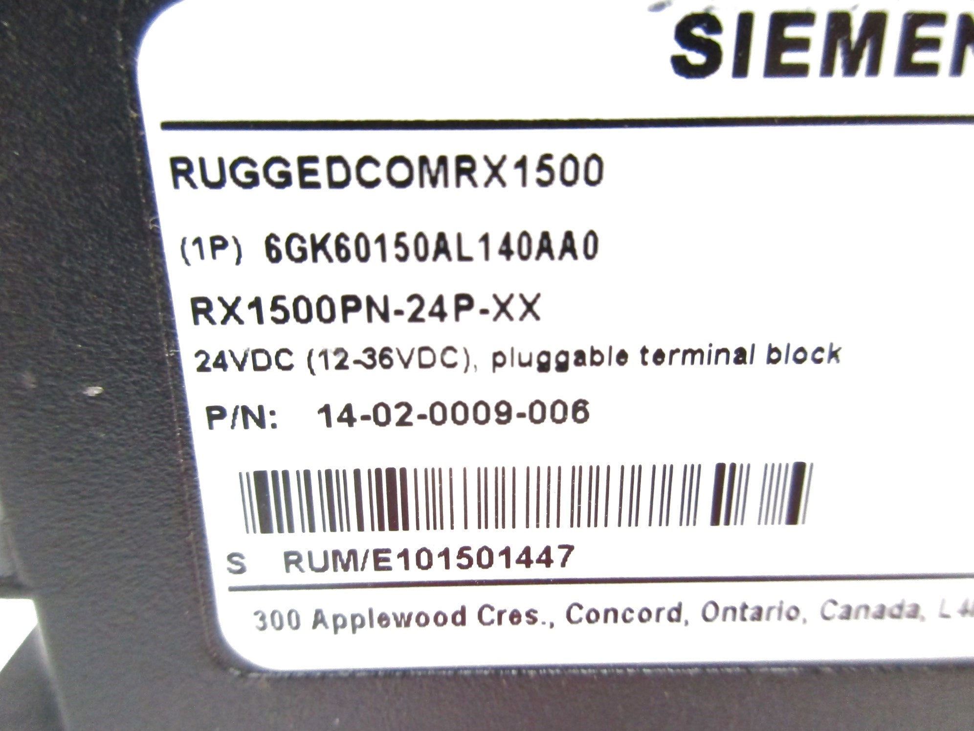 SIEMENS 6GK60150AL140AA0 RX1500PN-24P-XX UNMP
