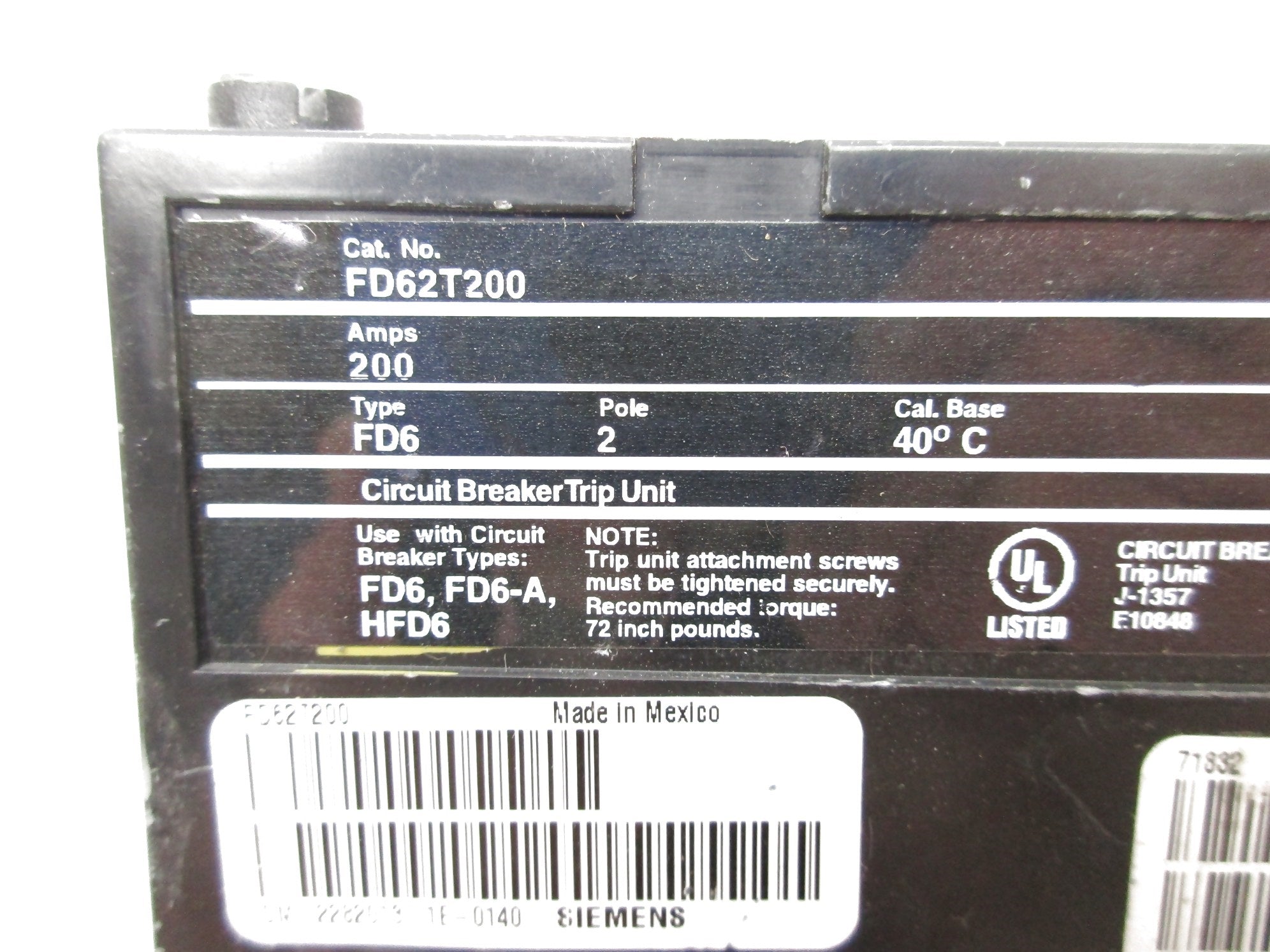 SIEMENS FD62T200 200A UNMP