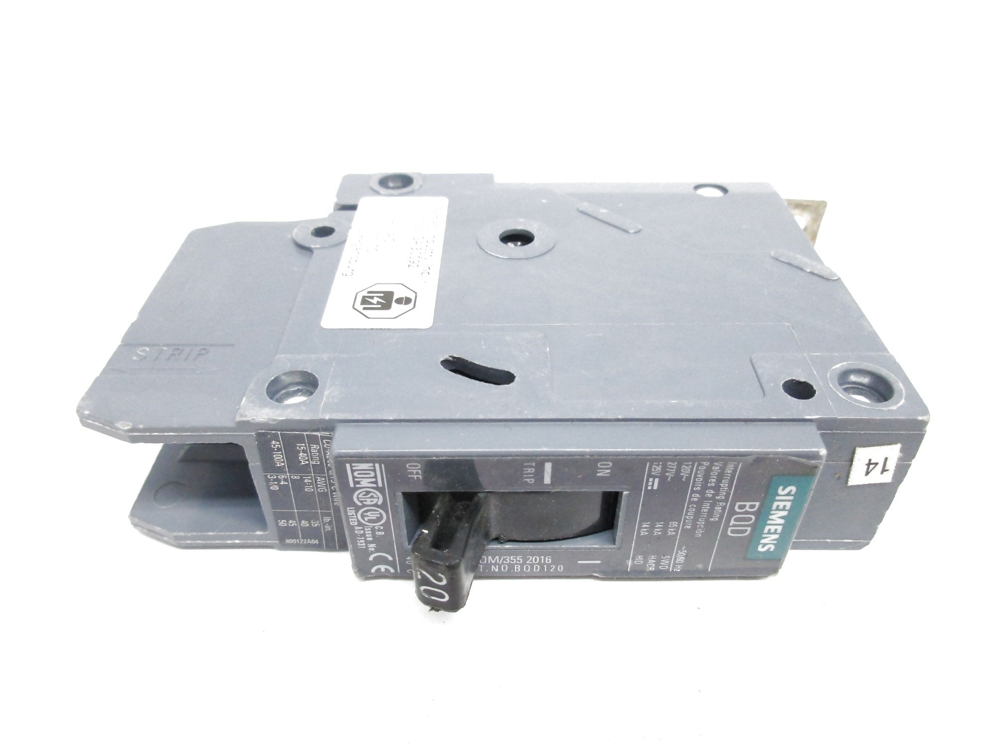 SIEMENS BQD120 20A 125V (AS PICTURED) UNMP