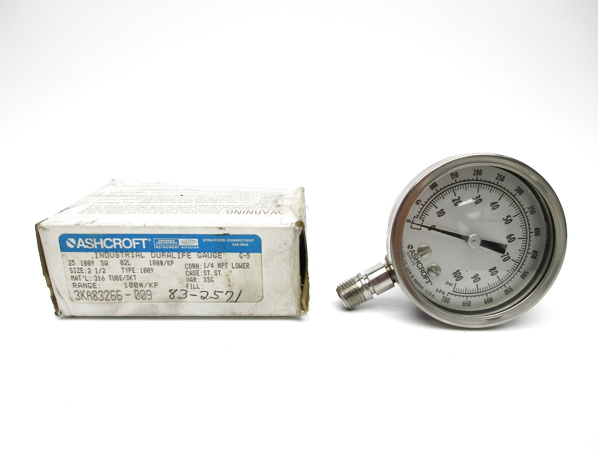 ASHCROFT 251009SW02L100#/KP 0-100 NSMP