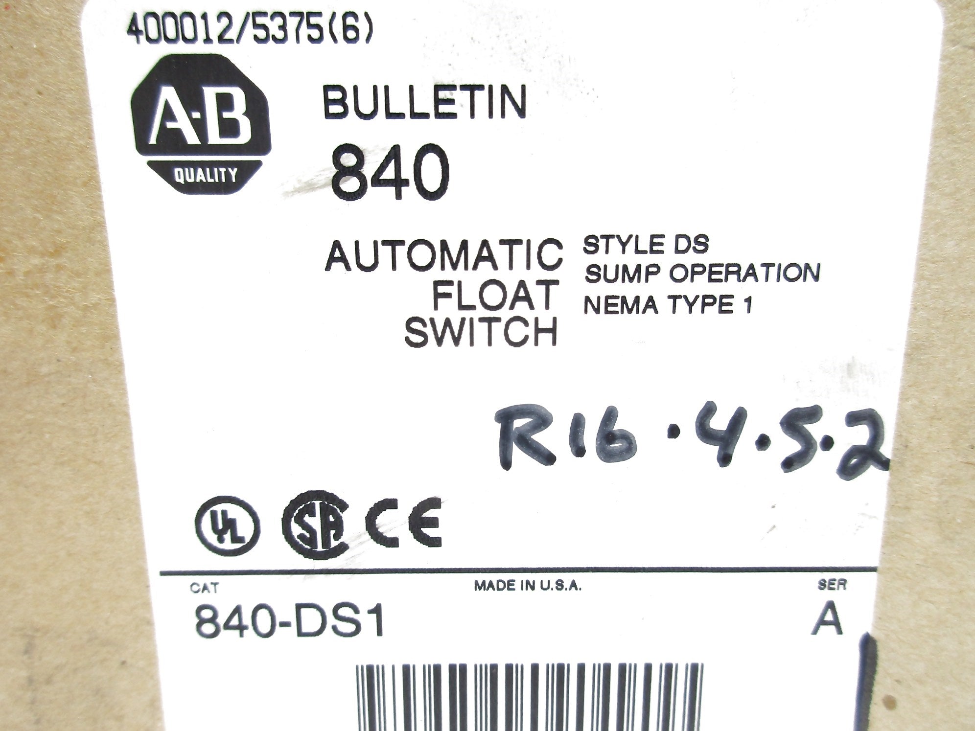 INDUSTRIAL SPARE PART 840-DS1 SER. A (BR/WH) NSMP