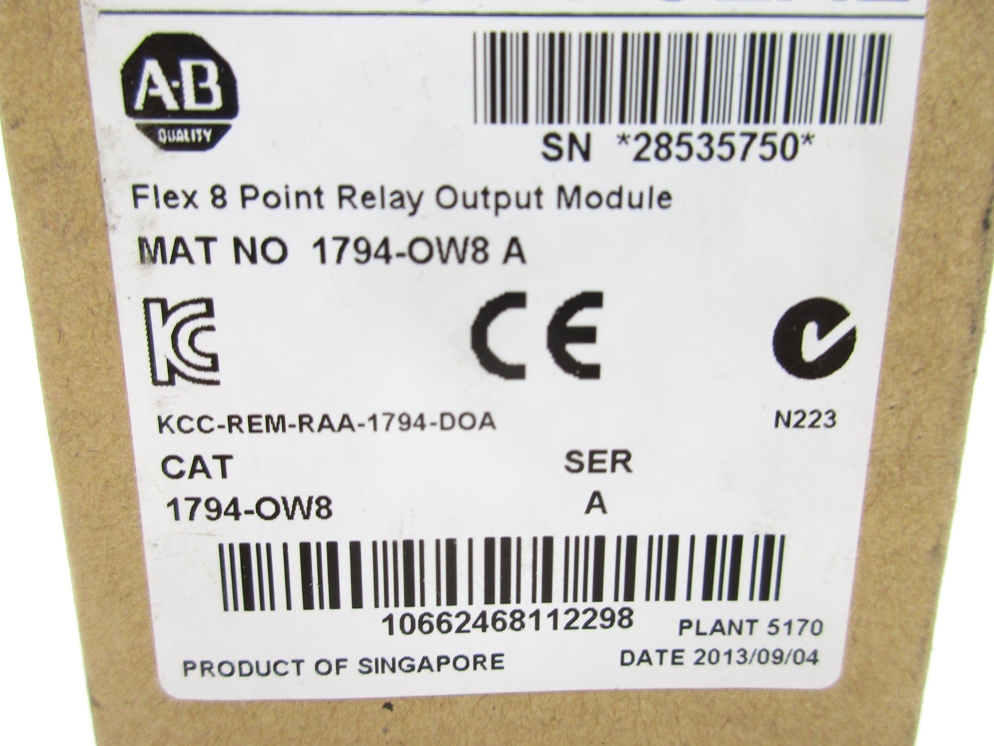 ALLEN BRADLEY 1794-OW8 SER. A DATE: 2013 NSFS