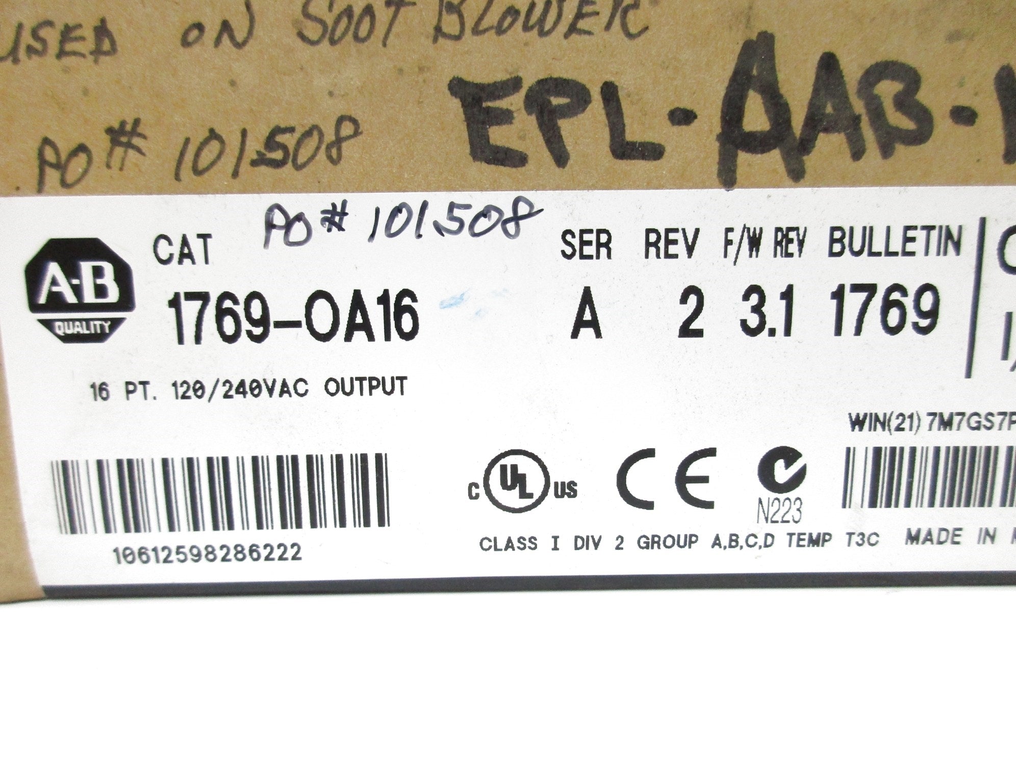 ALLEN BRADLEY 1769-OA16 SER. A F/W 3.1 DATE: 2009 NSFS
