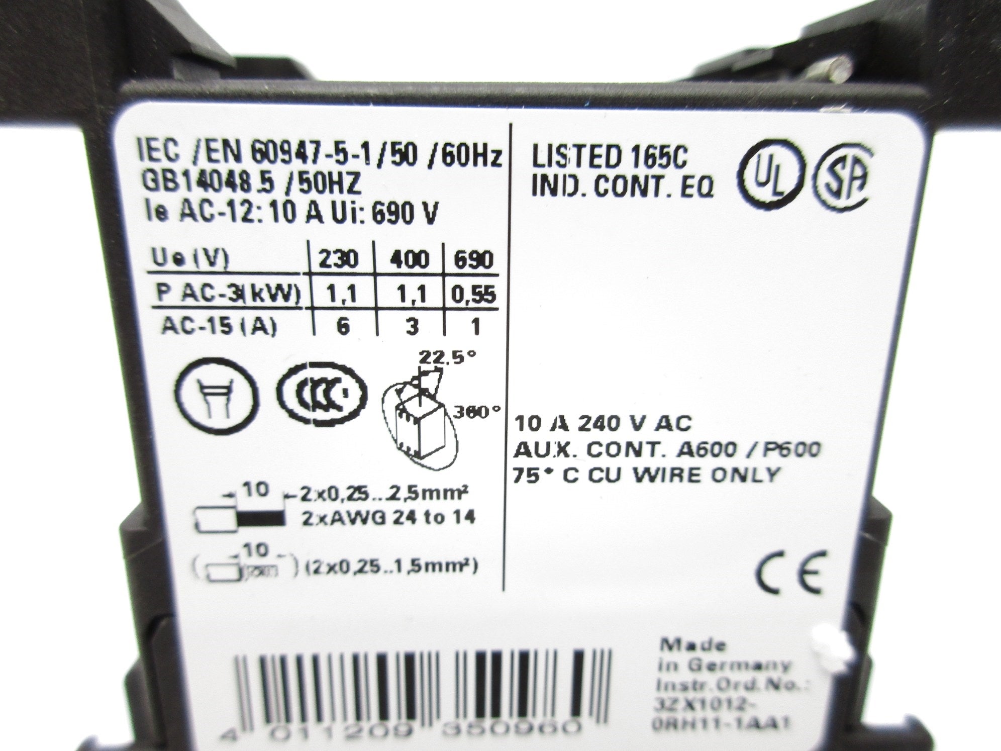 SIEMENS 3RH1140-2AK60 6A 230V NSMP