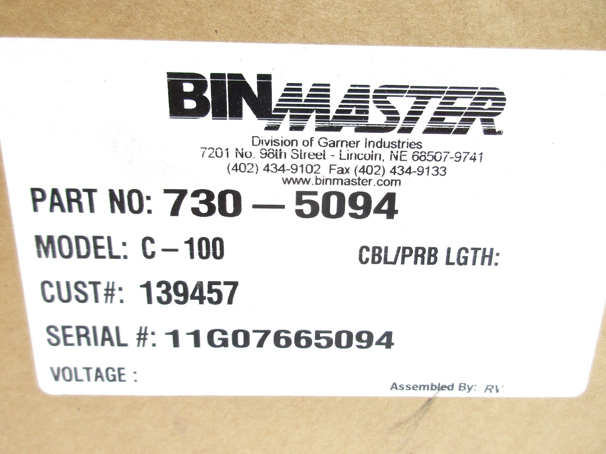 BINMASTER 730-5094 C-100 NSMP
