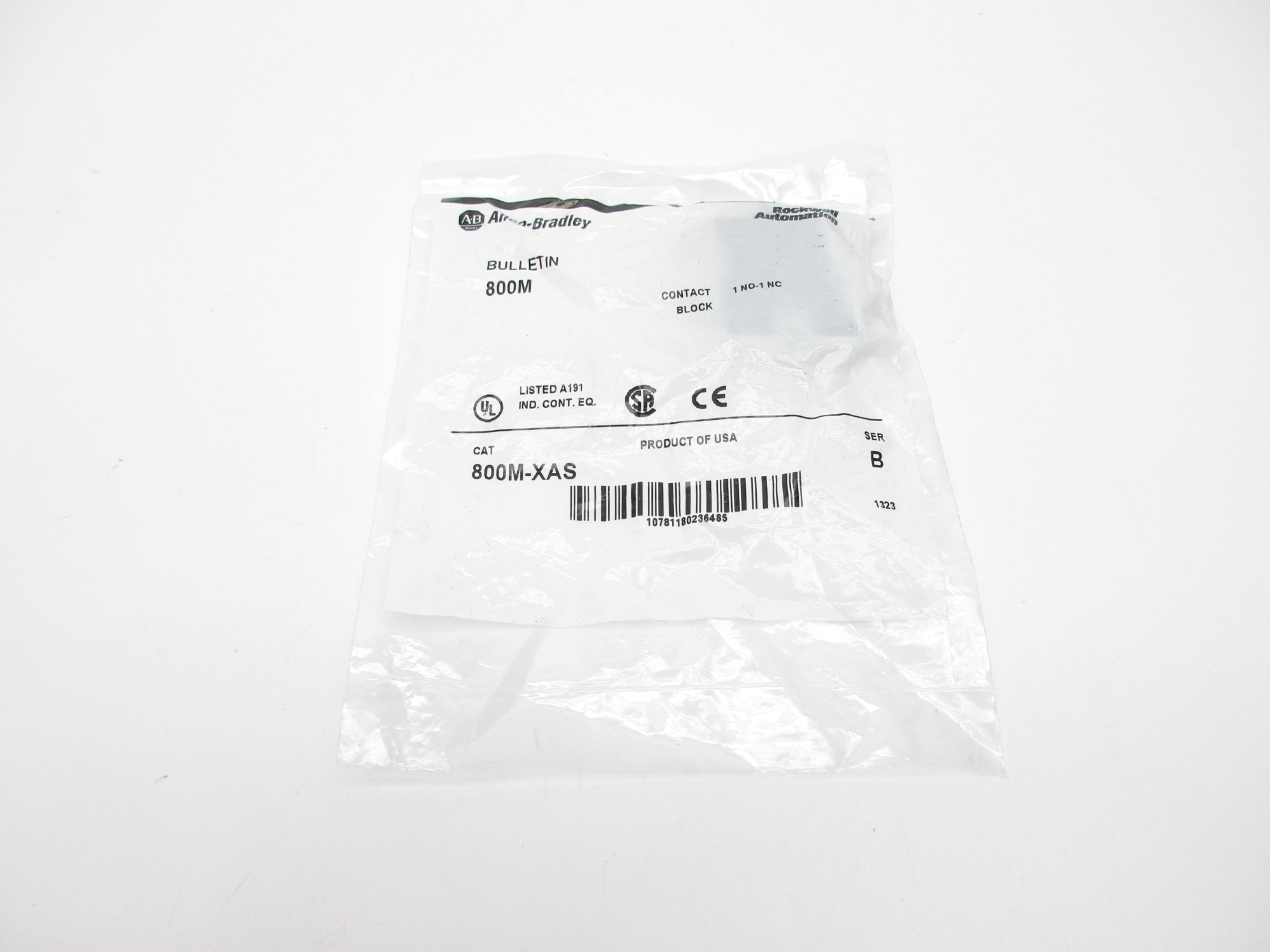 ALLEN BRADLEY 800M-XAS SER. B 300VAC (WH) NSMP