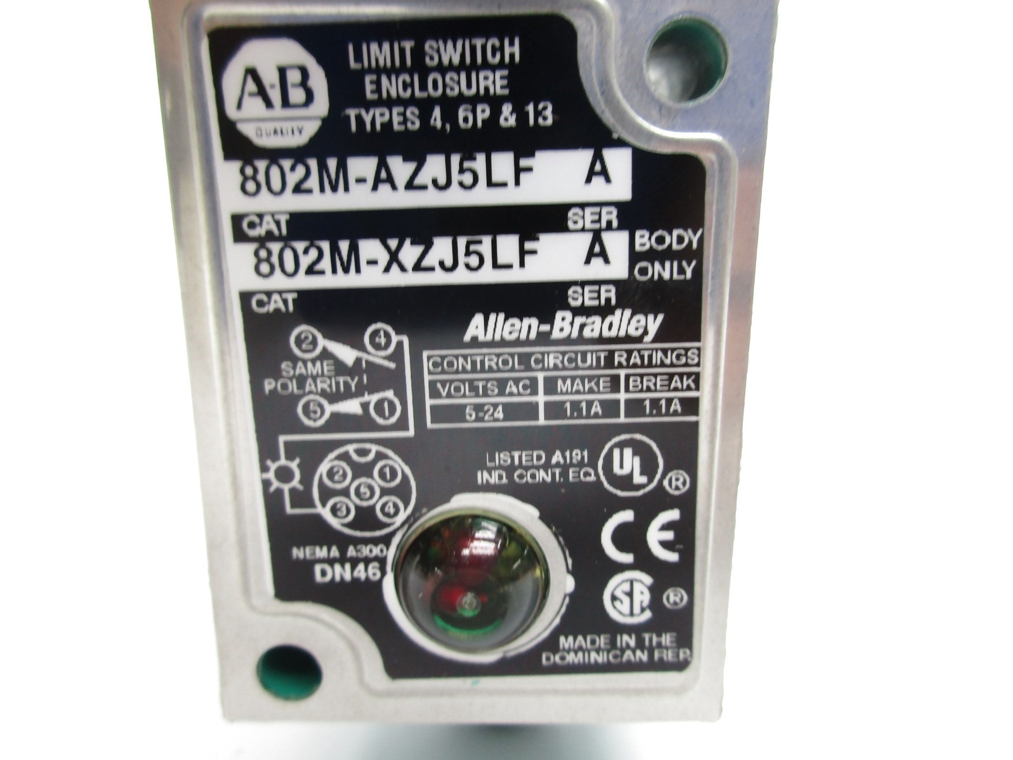 ALLEN BRADLEY 802M-AZJ5LF SER. A (WH) NSMP