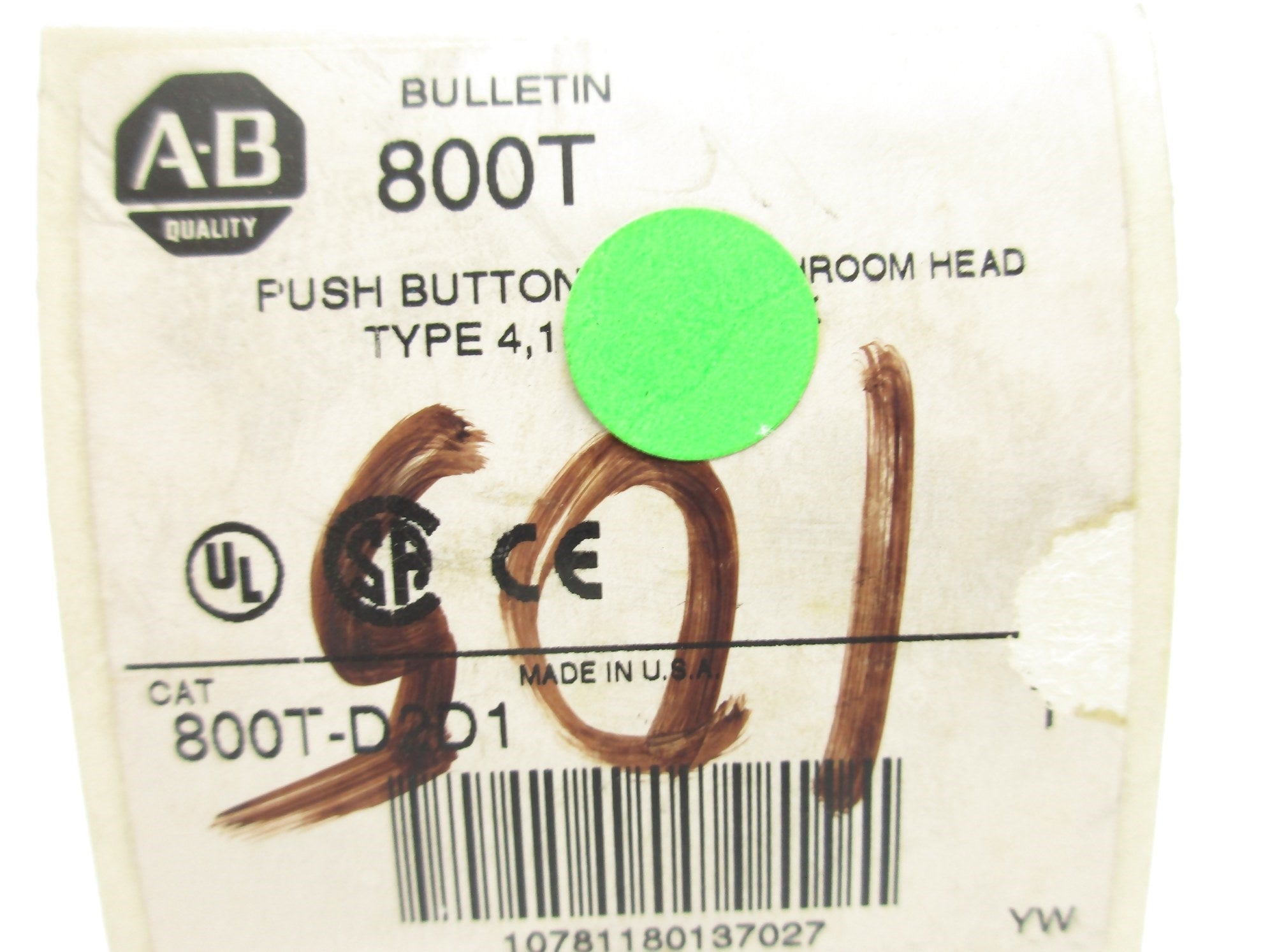 ALLEN BRADLEY 800T-D2D1 SER. T (WH) NSMP