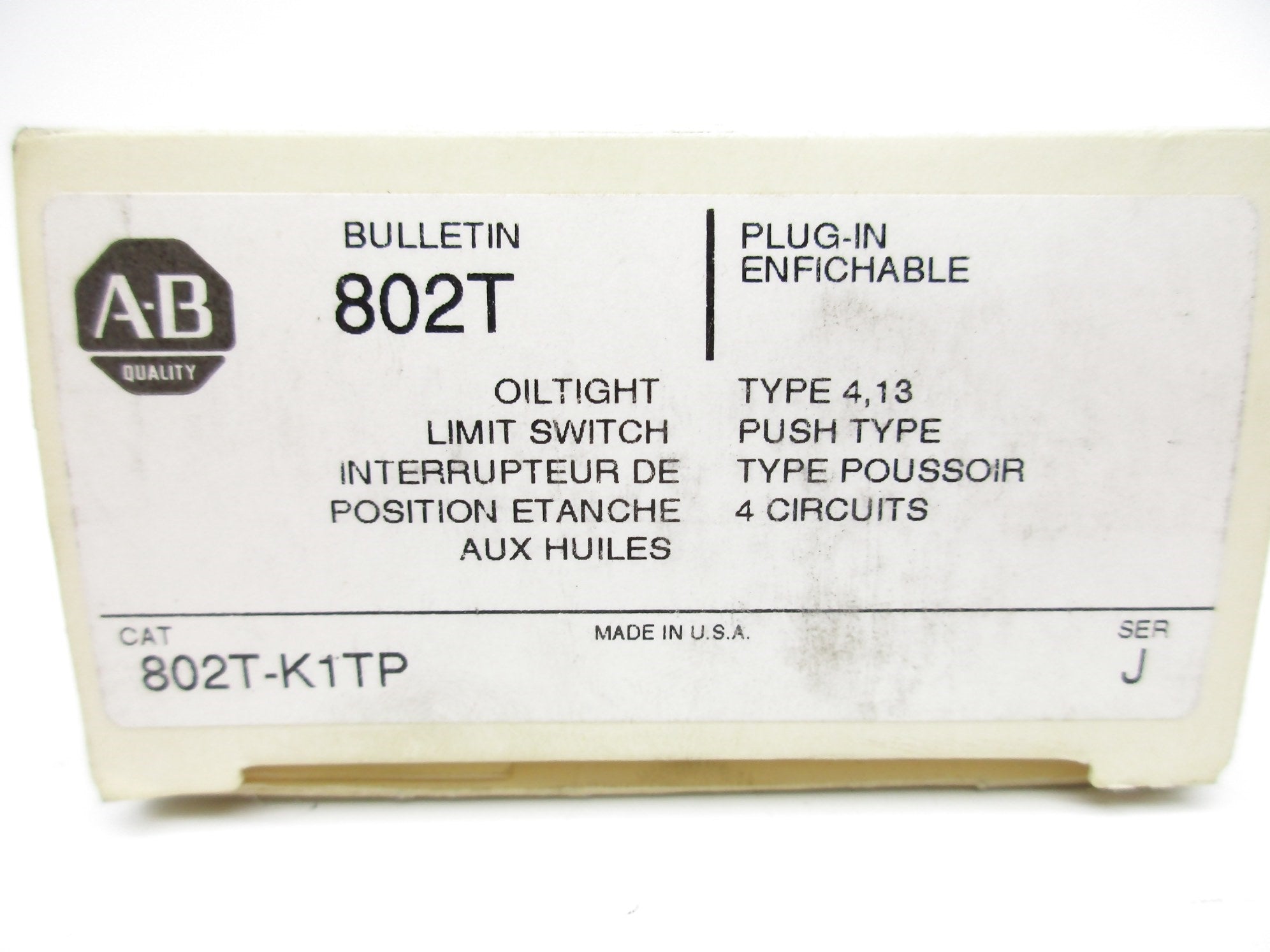 ALLEN BRADLEY 802T-K1TP SER. J (WH) NSMP