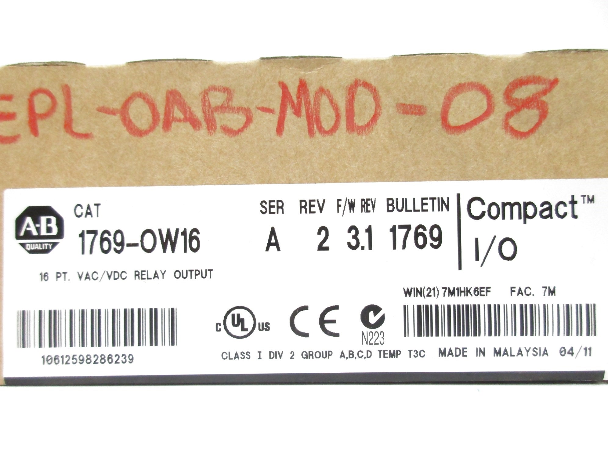ALLEN BRADLEY 1769-OW16 SER. A F/W 3.1 DATE: 2011 NSFS
