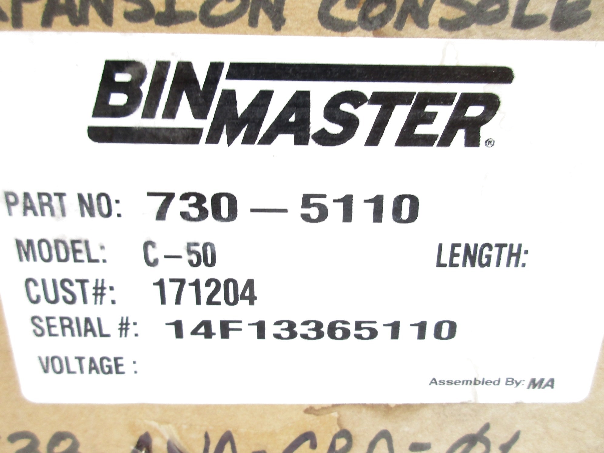 BIN MASTER 730-5110 NSMP