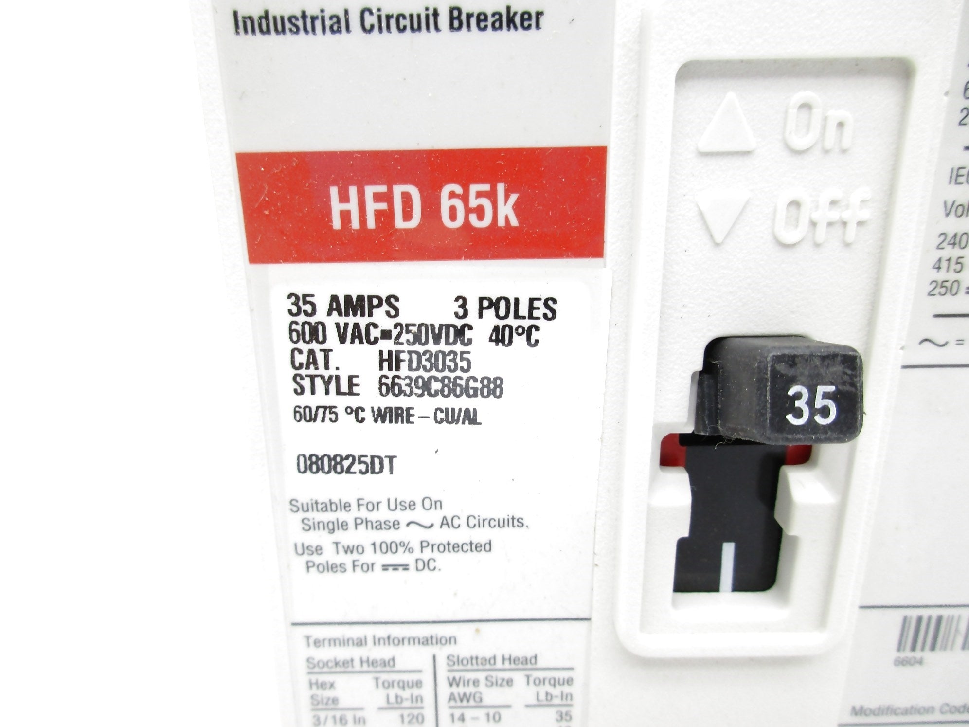 CUTLER HAMMER HFD3035 SER. C 35A 600VAC NSMP