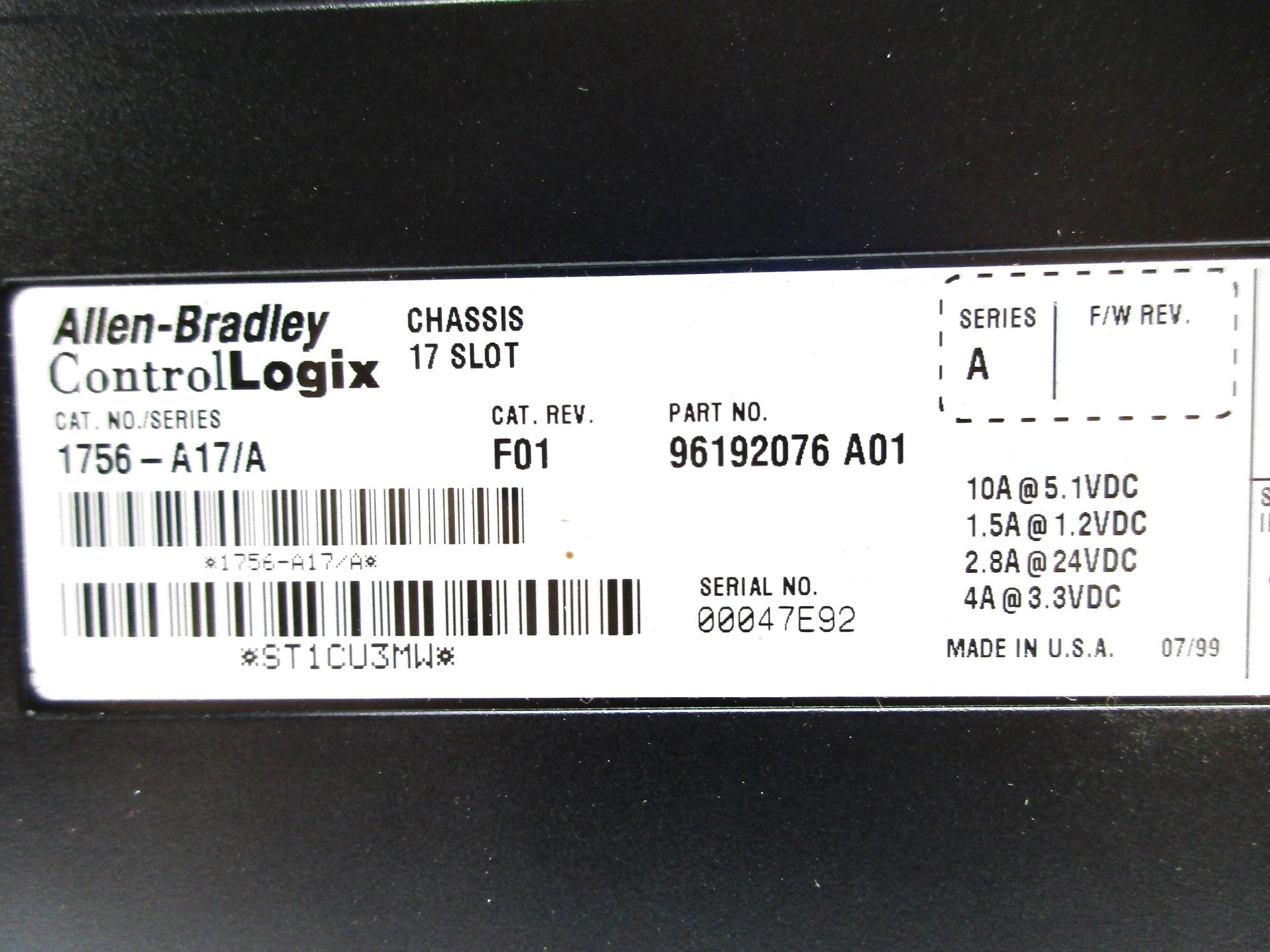 ALLEN BRADLEY 1756-A17 SER. A NSNP