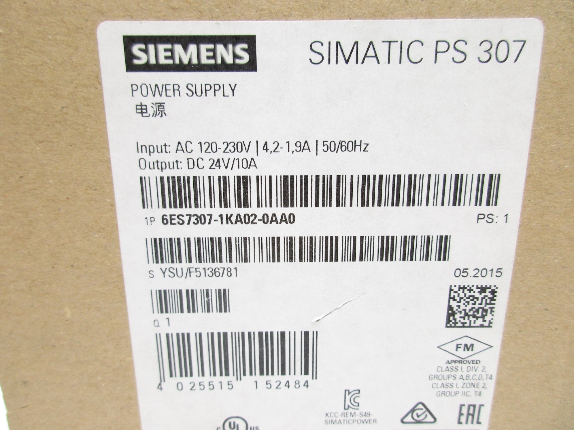 SIEMENS 6ES7307-1KA02-0AA0 NSMP