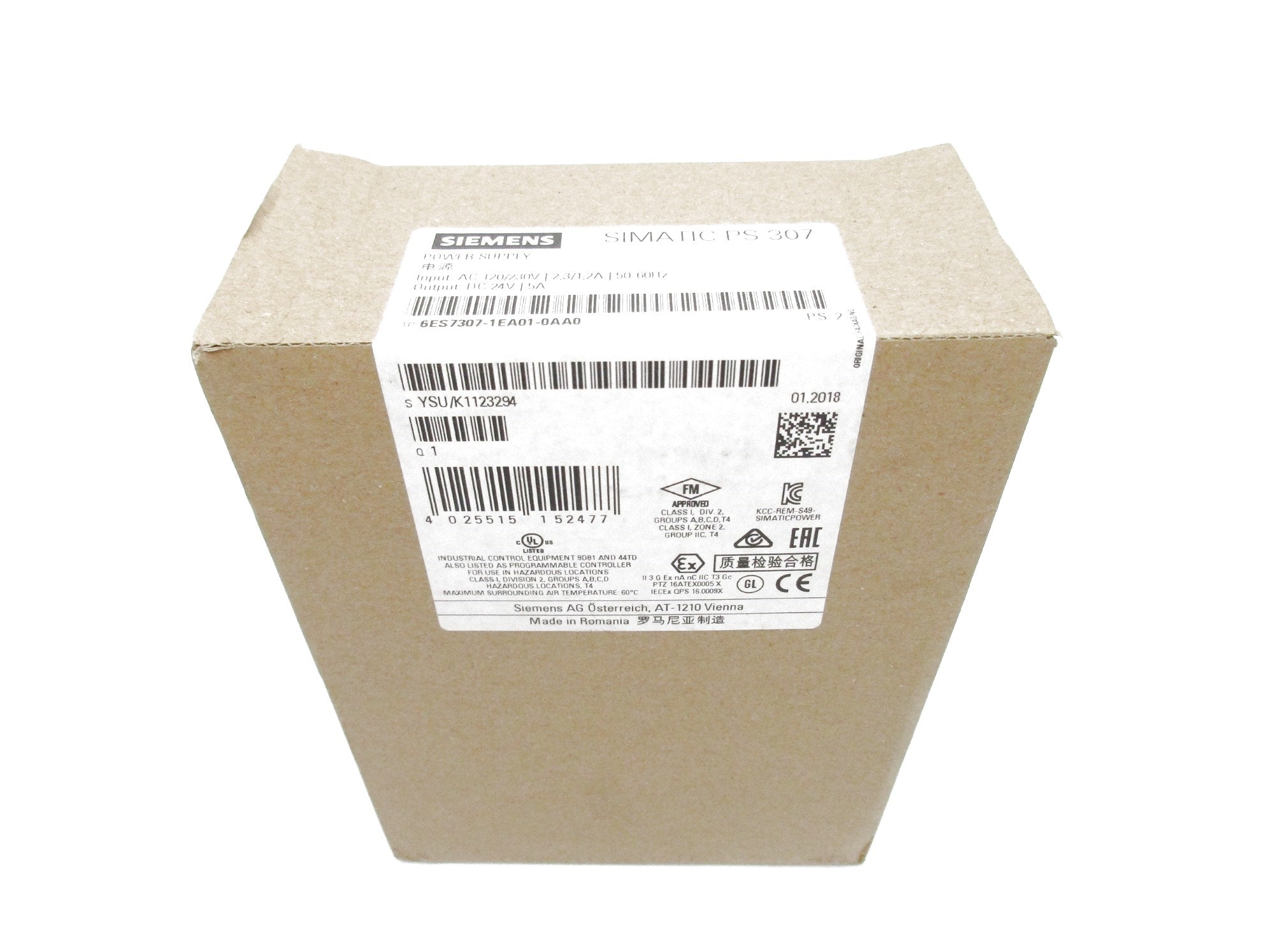 SIEMENS 6ES7307-1EA01-0AA0 120/230VAC 2.3/1.2A NSFS