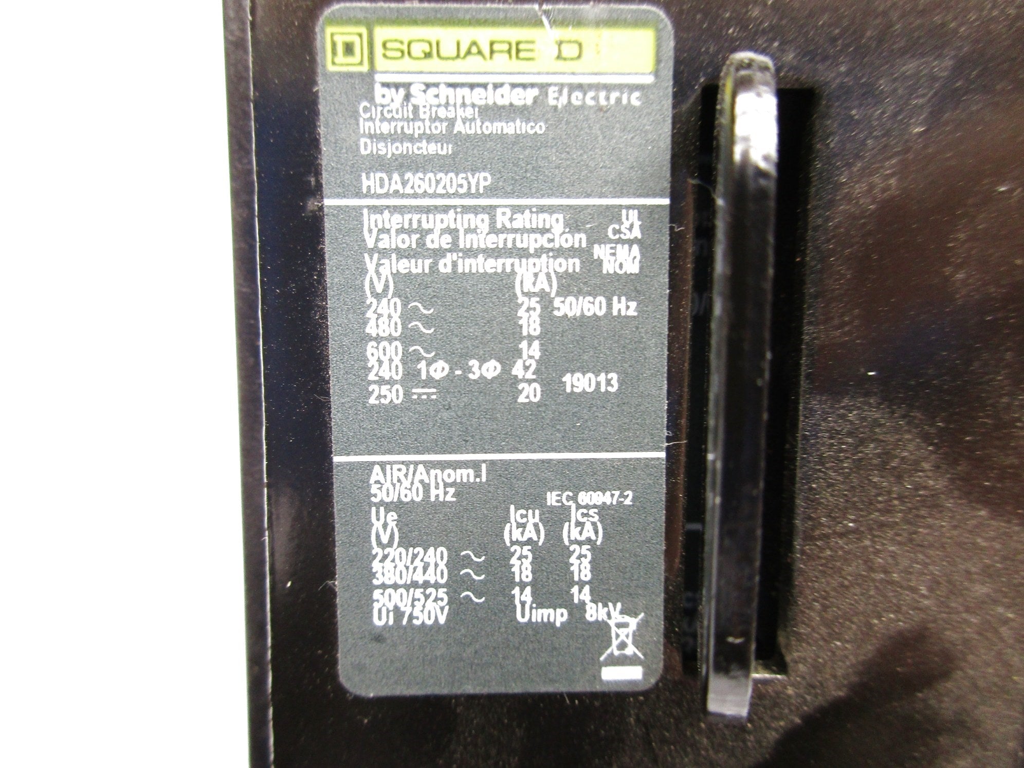 SQUARE D HDA260205YP 20A 220/240V NSNP