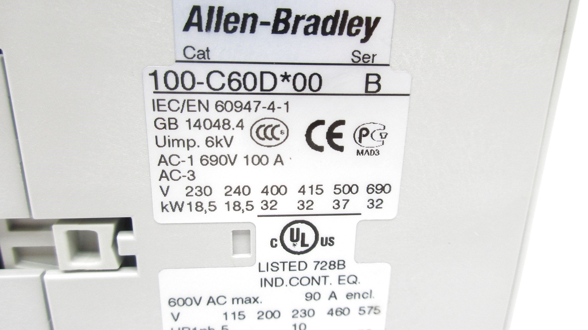 ALLEN BRADLEY 100-C60DJ00 SER. B 24VDC 100A NSNP