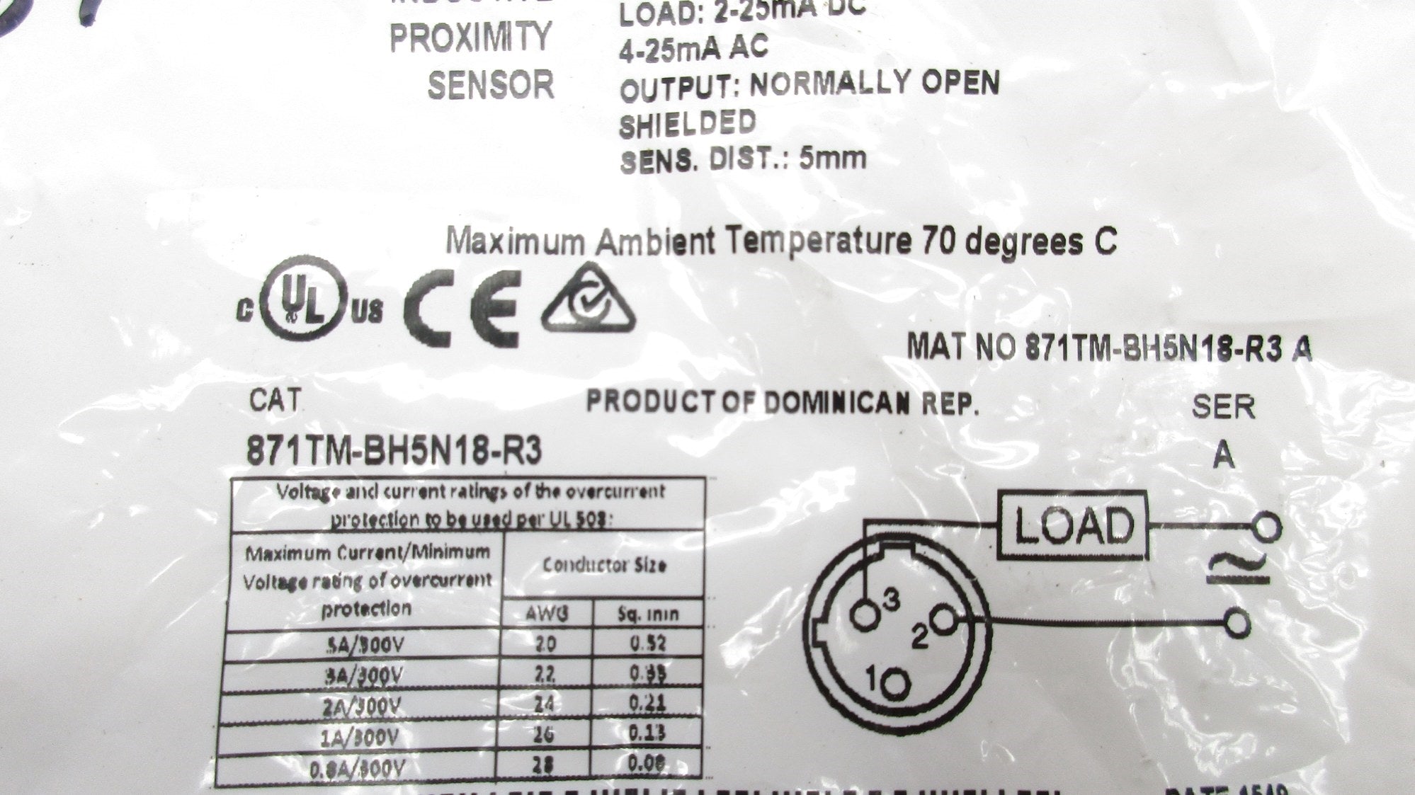 ALLEN BRADLEY 871TM-BH5N18-R3 SER. A 20-250VAC/DC NSMP