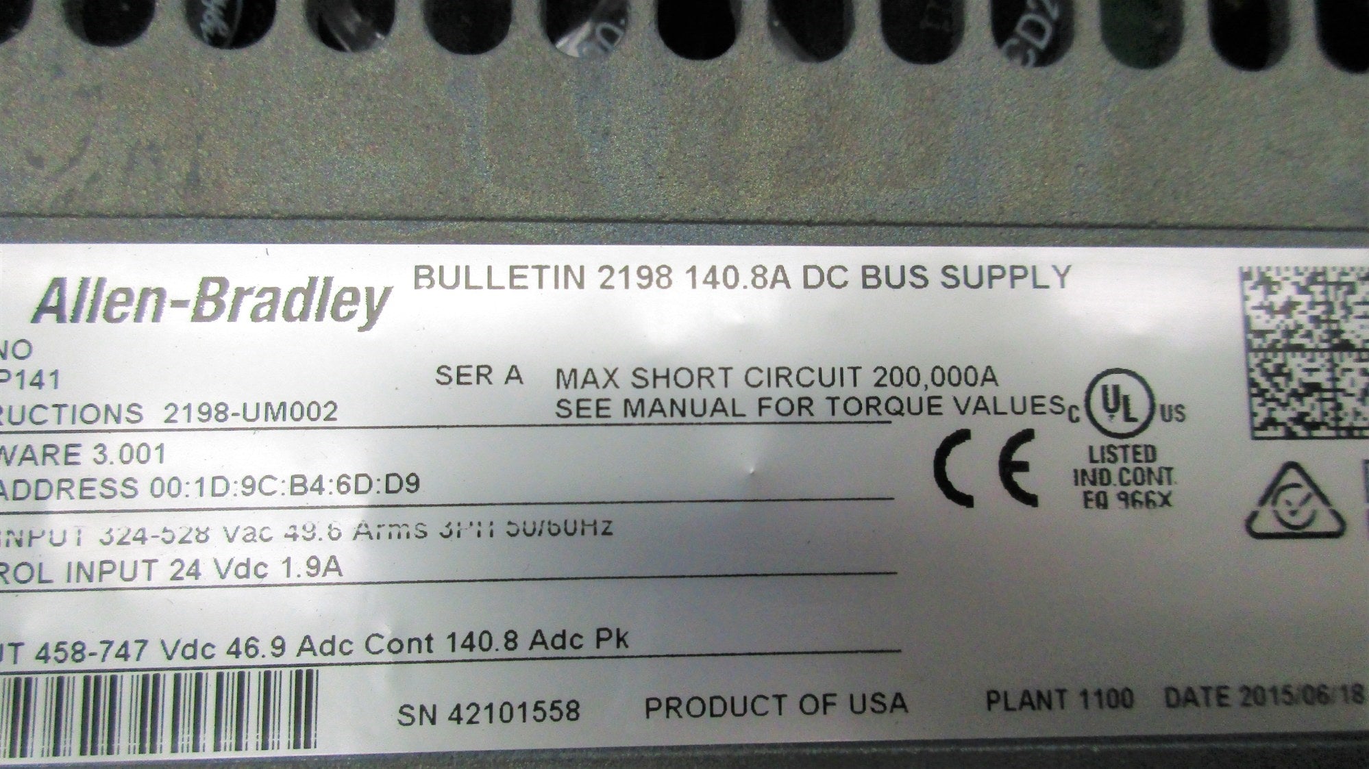 ALLEN BRADLEY 2198-P141 SER. A NSNP