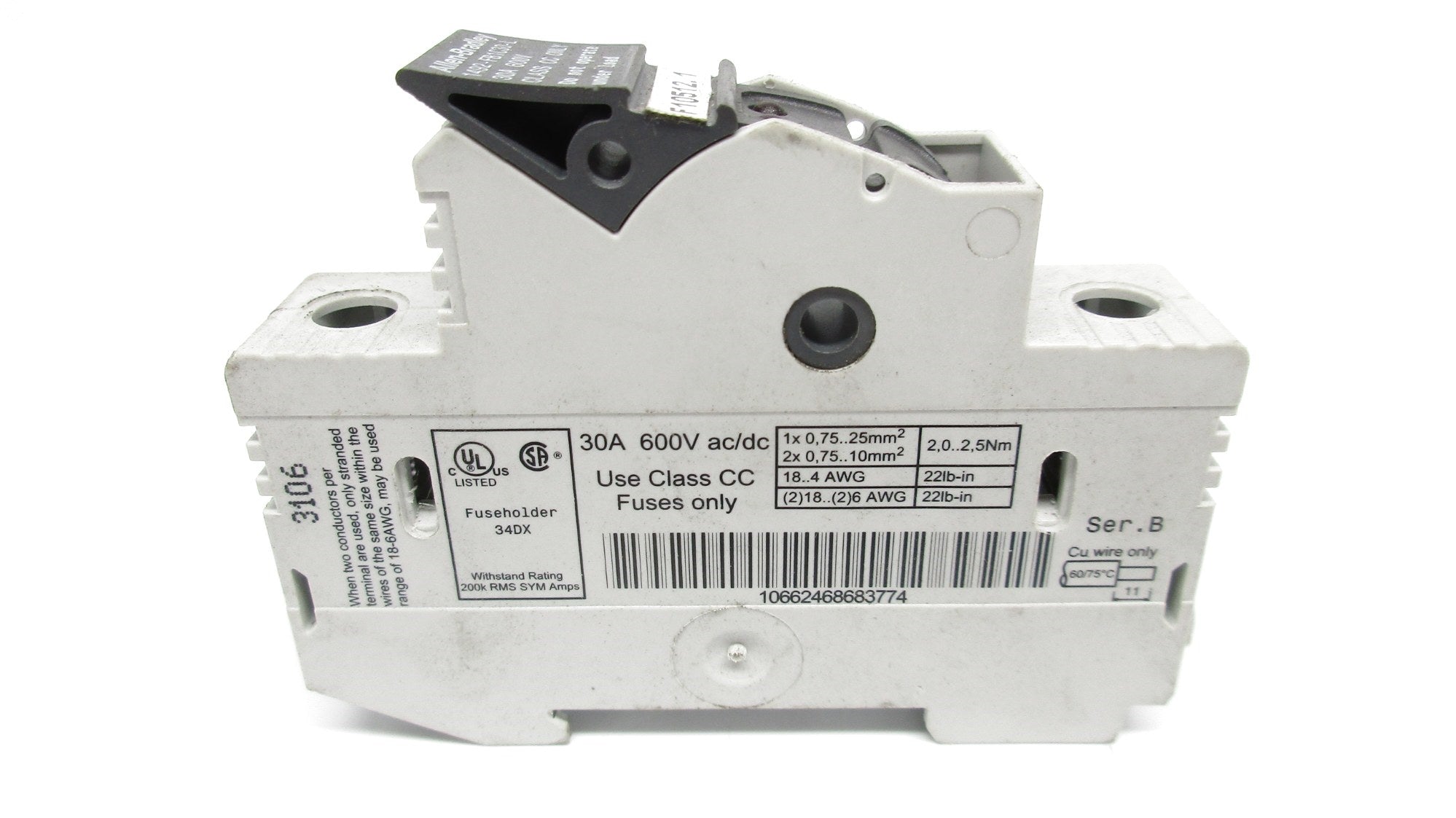 ALLEN BRADLEY 1492-FB1C30-L SER. B 600VAC/DC 30A NSNP