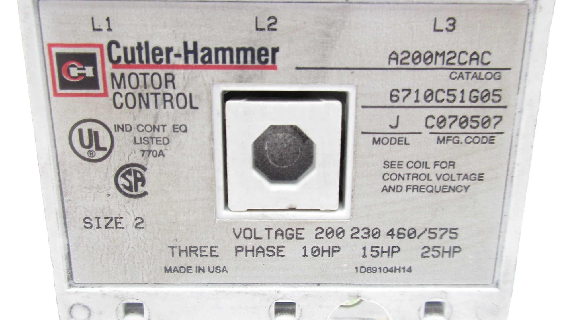 CUTLER HAMMER A200M2CAC BA23A UNMP
