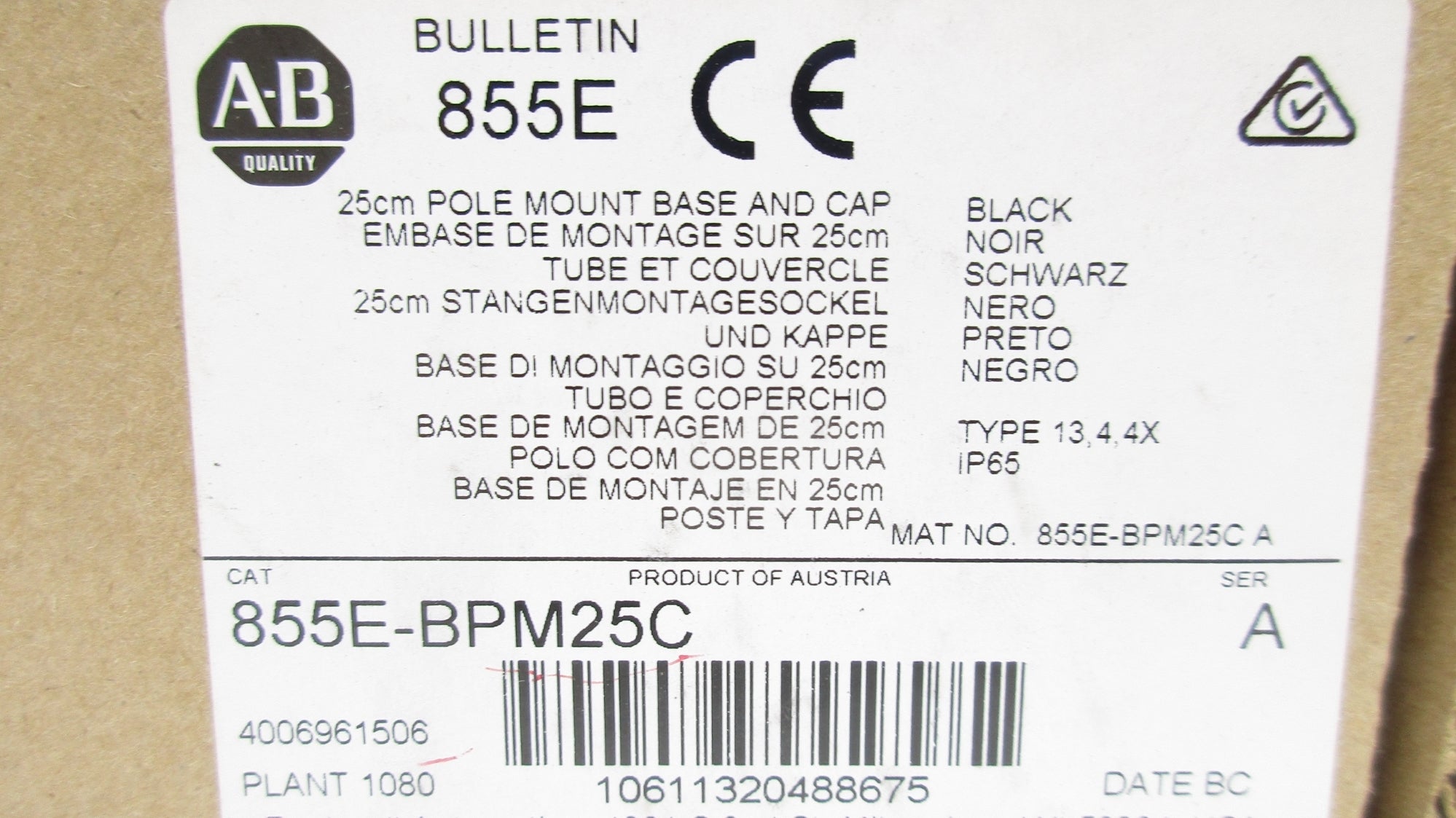 INDUSTRIAL SPARE PART 855E-BPM25C SER. A (BR/WH) NSMP