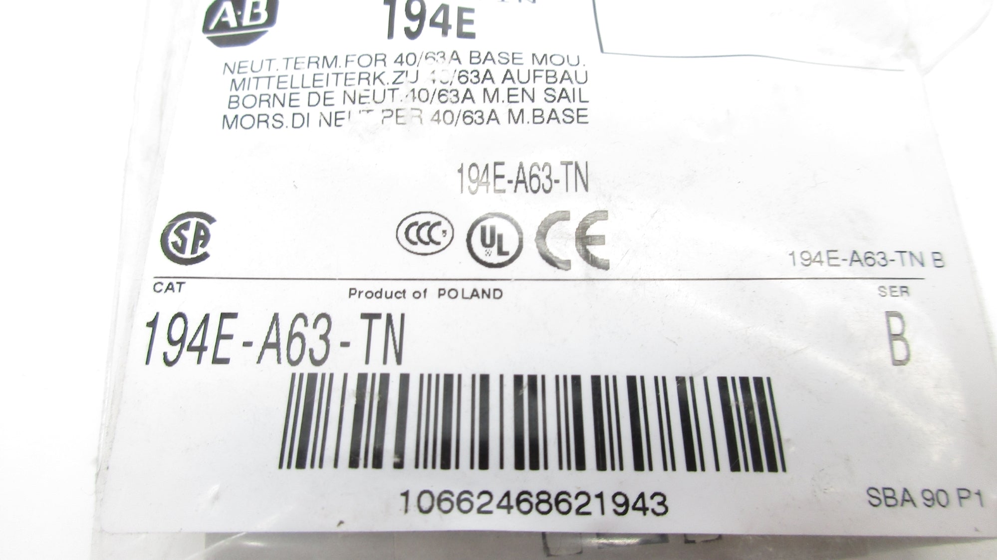 ALLEN BRADLEY 194E-A63-TN SER. B NSMP