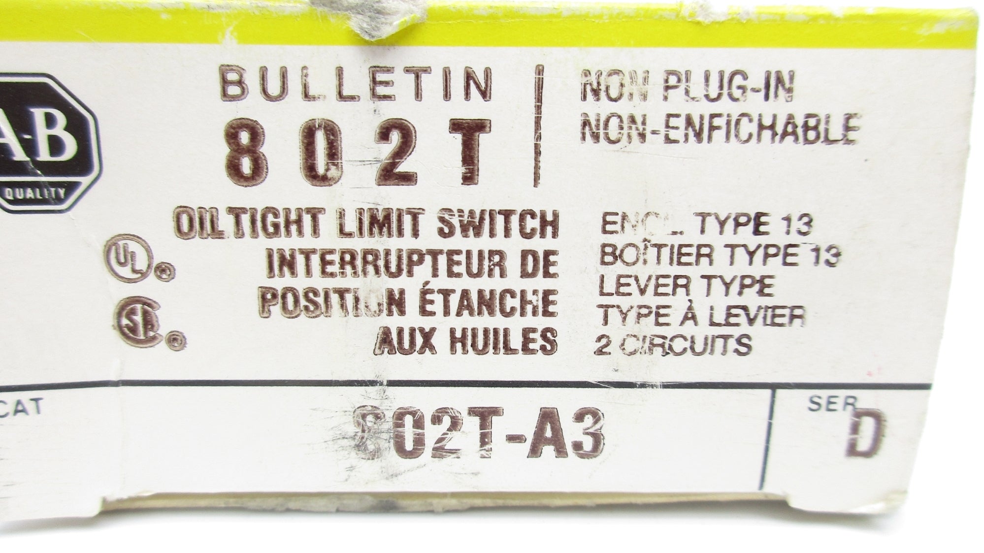 ALLEN BRADLEY 802T-A3 SER. D (BK/YL) NSMP