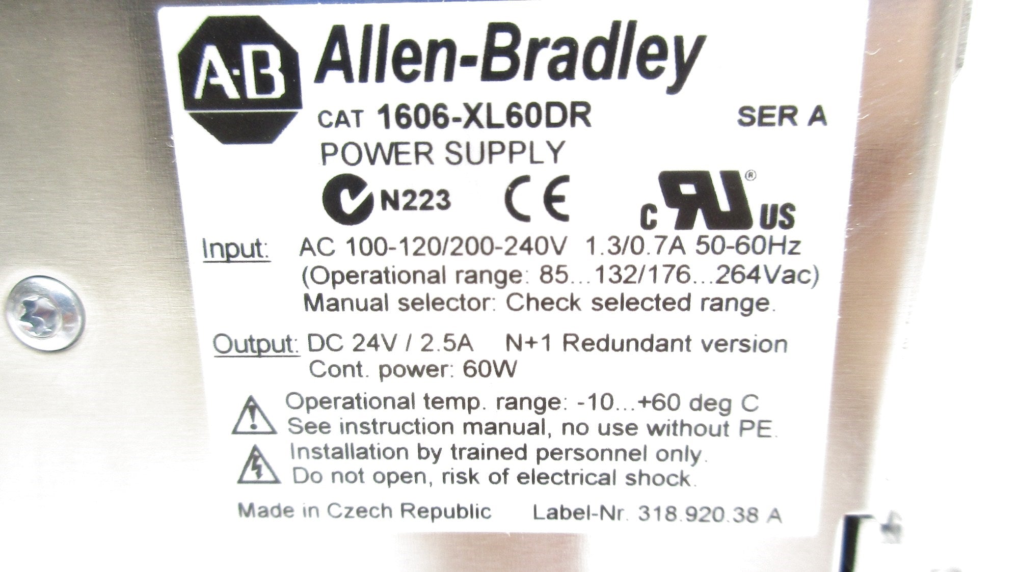 ALLEN BRADLEY 1606-XL60DR SER. A (WH) NSMP