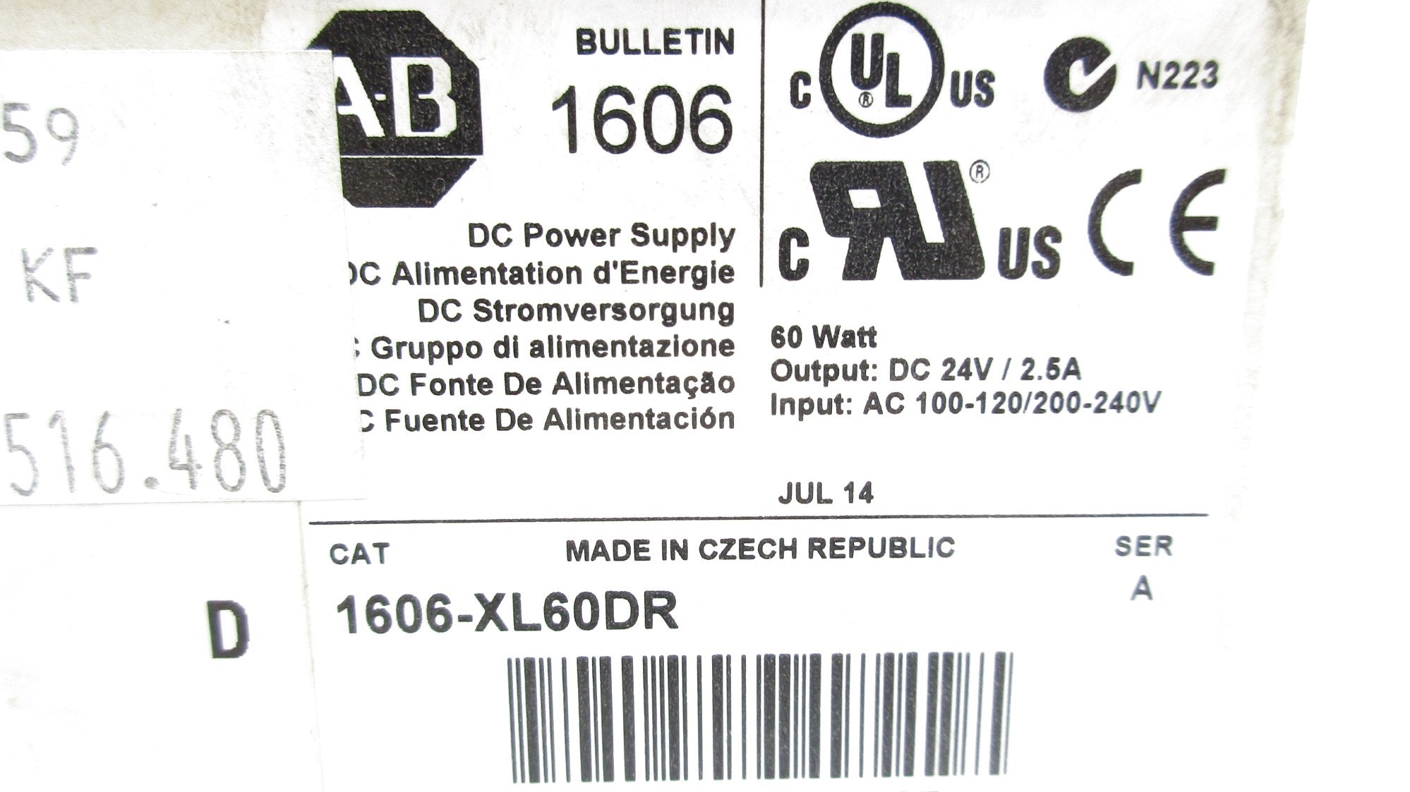 ALLEN BRADLEY 1606-XL60DR SER. A (WH) NSMP
