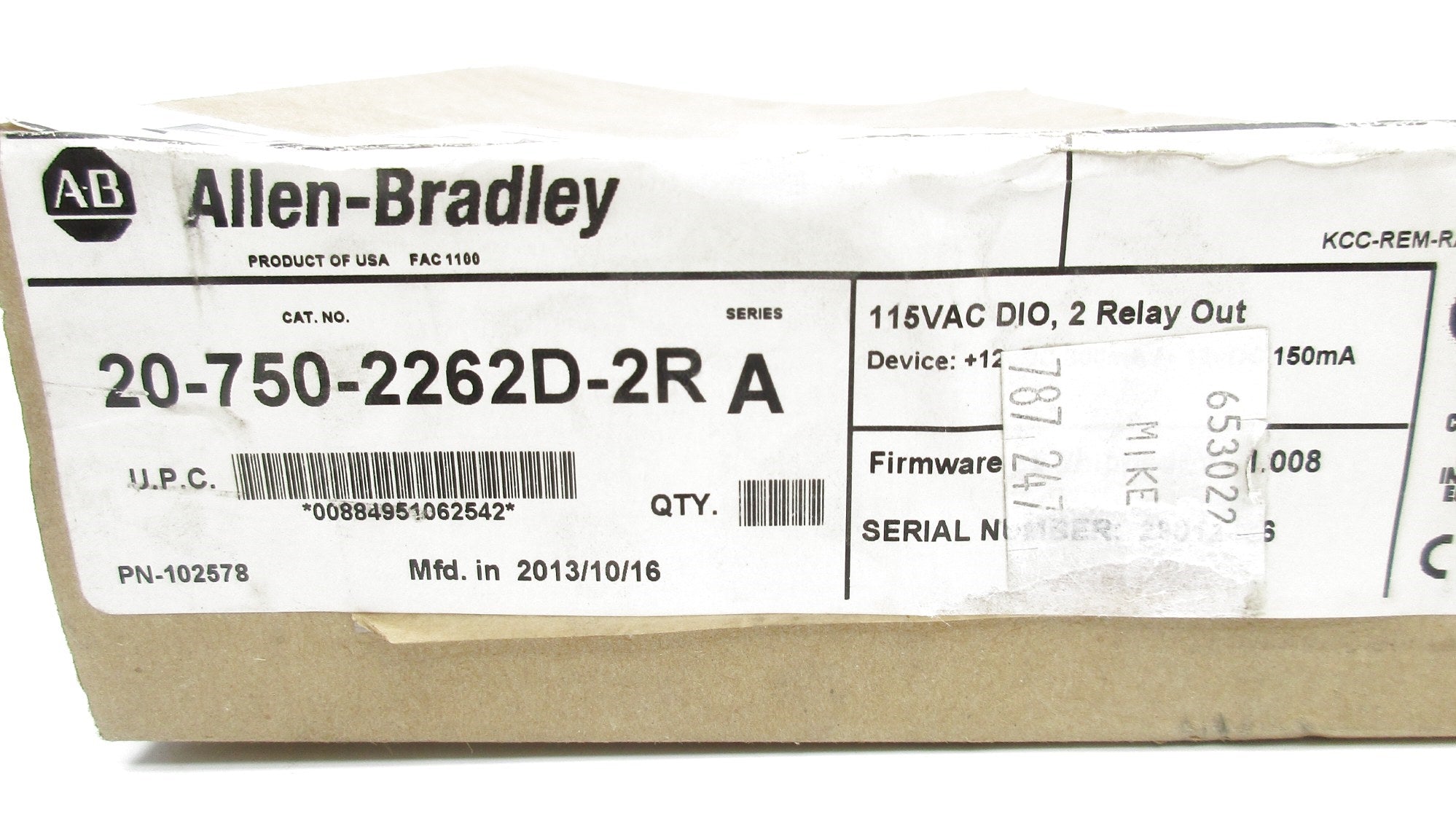 ALLEN BRADLEY 20-750-2262D-2R SER. A F/W 1.008 DATE: 2013 NSFS