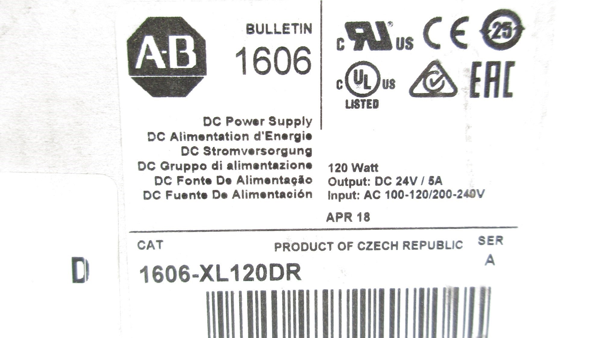 ALLEN BRADLEY 1606-XL120DR SER. A NSMP