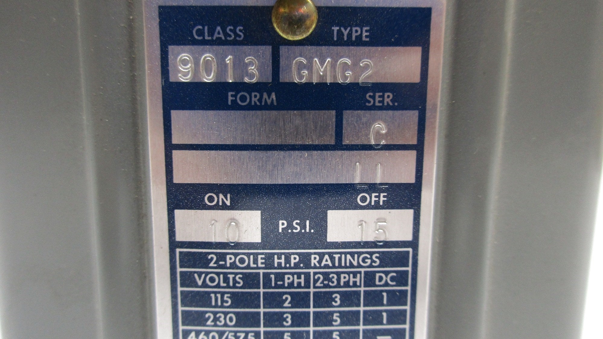 SQUARE D 9013GMG2 SER. C 10-15PSI NSNP