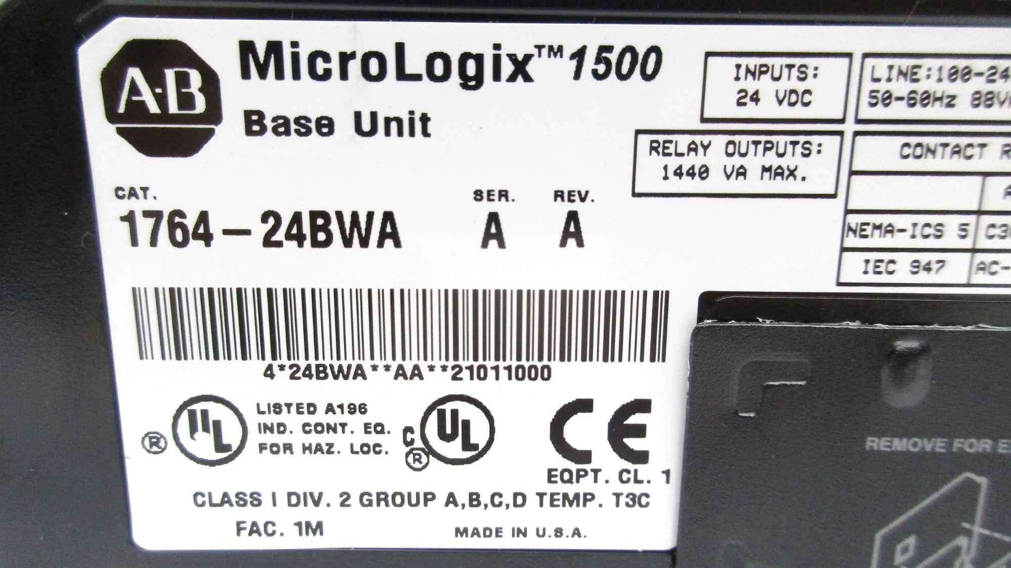 ALLEN BRADLEY 1764-24BWA SER. A NSNP