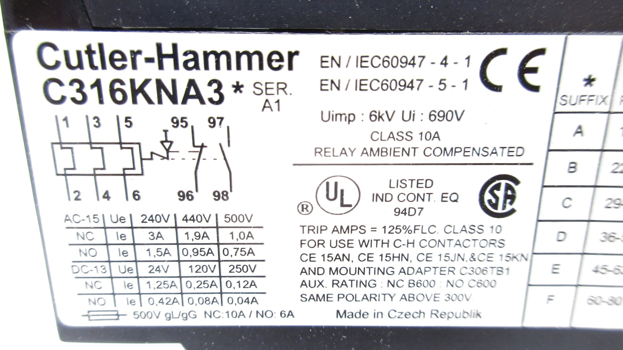 CUTLER HAMMER C316KNA3F SER. A1 60-80A 690V NSMP