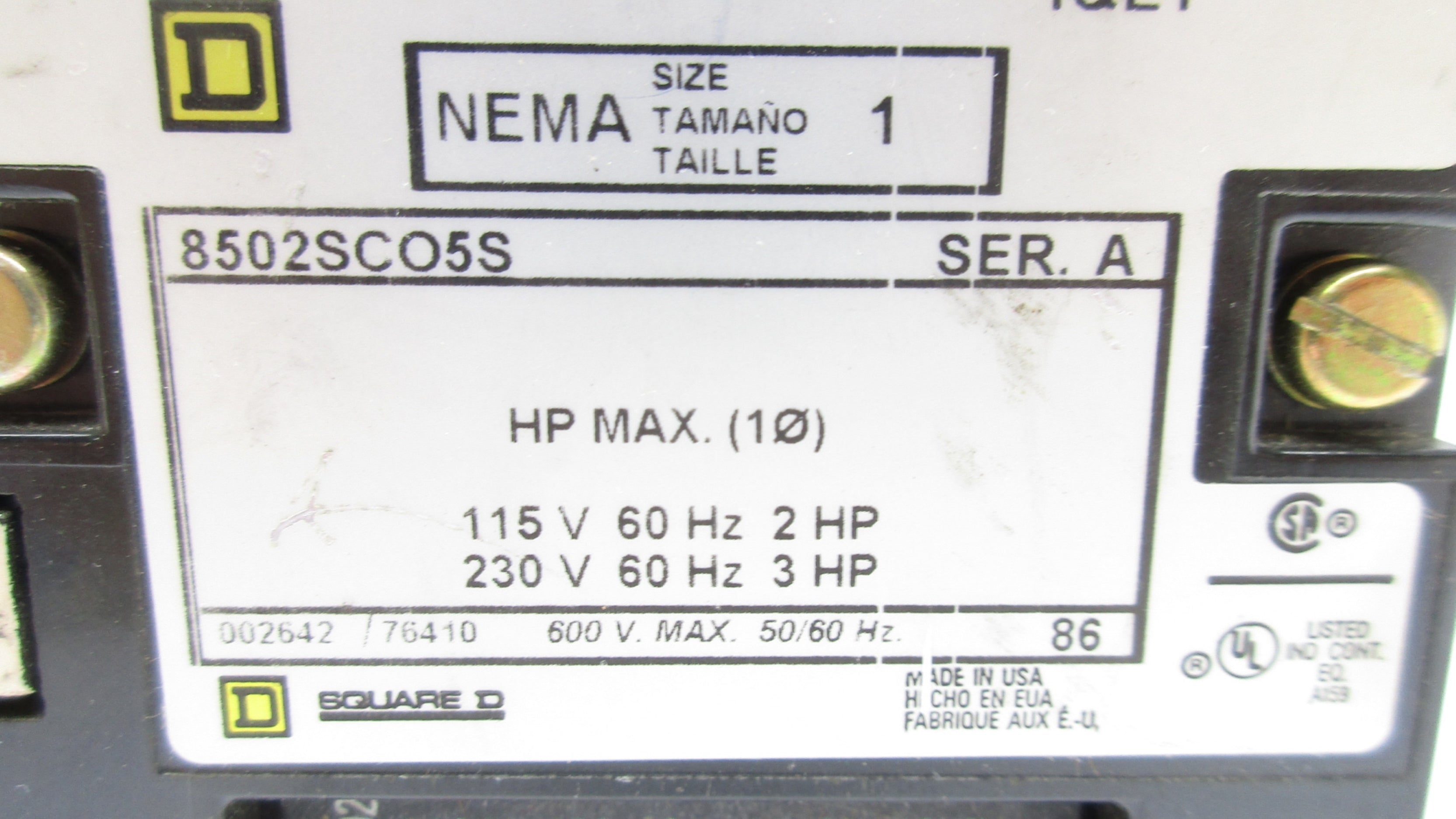 SQUARE D 8502SCO5SV02 SER. A NSNP