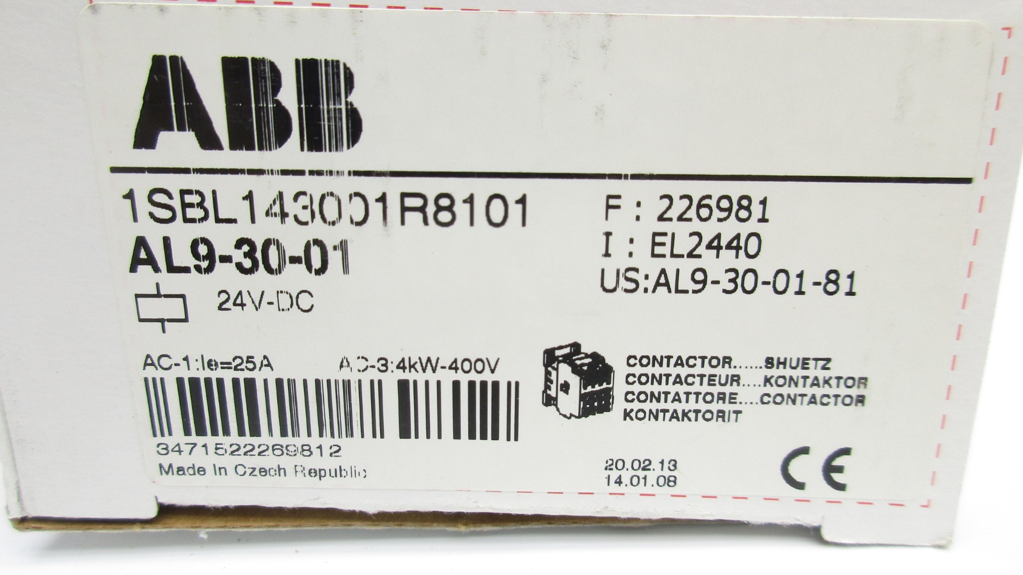 ABB 1SBL143001R8101 AL9-30-01 24VDC NSMP