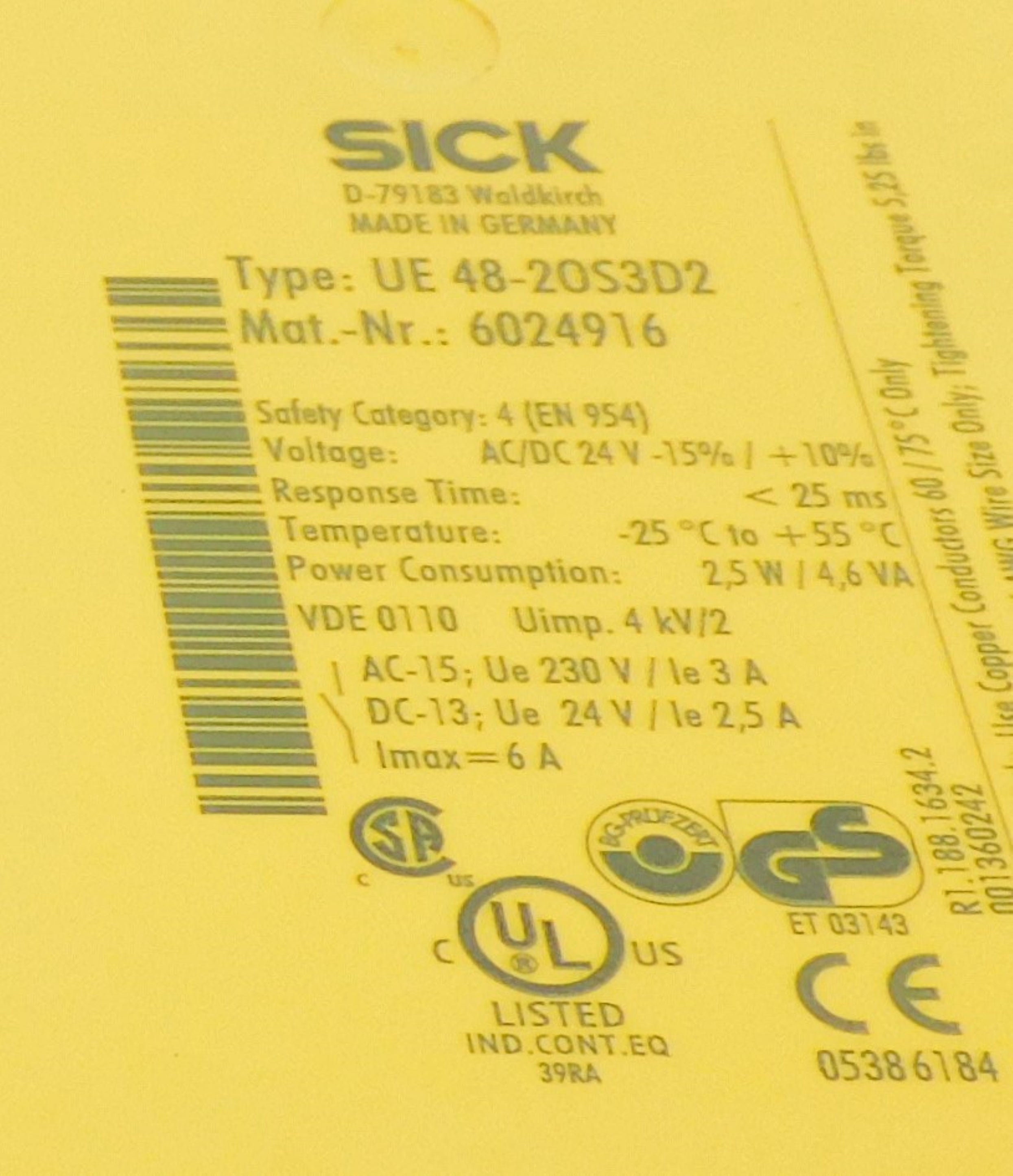 SICK UE48-20S3D2 6024916 24VAC/DC 3A NSMP