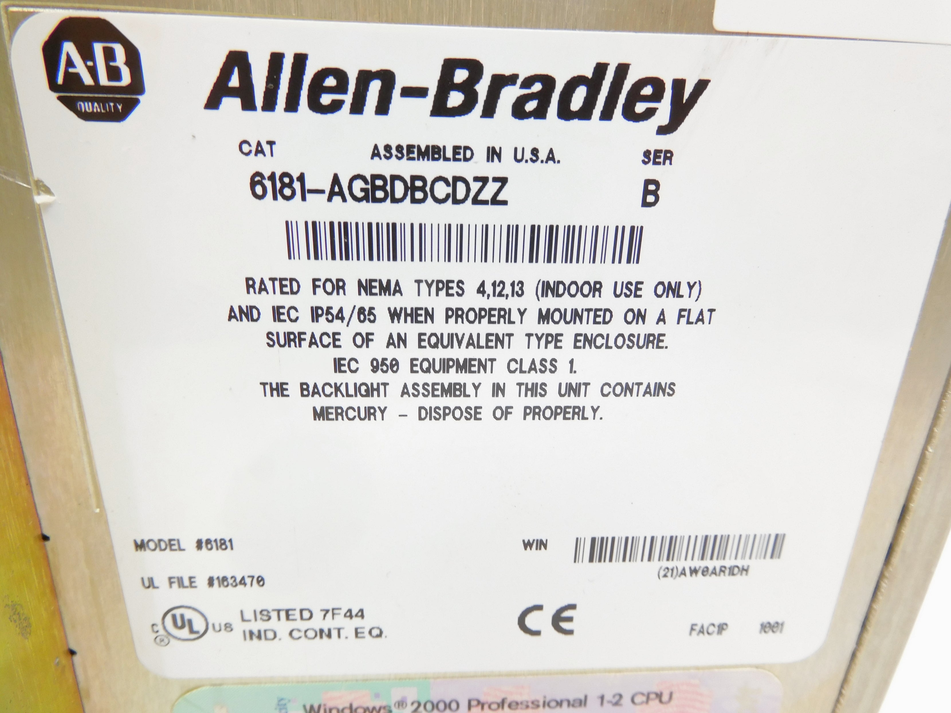 ALLEN BRADLEY 6181-AGBDBCDZZ SER. B REMAN