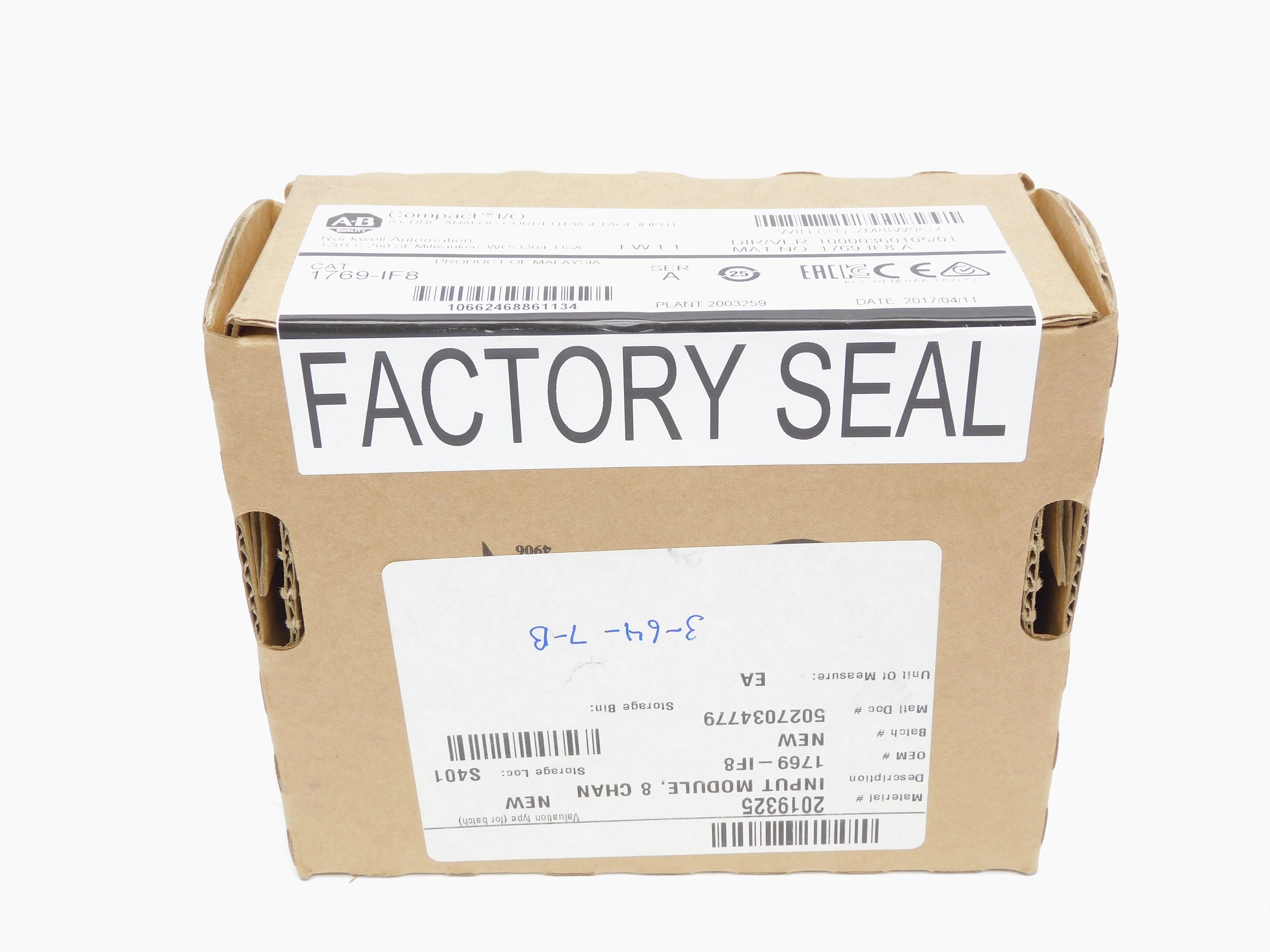ALLEN BRADLEY 1769-IF8 SER. A F/W 1.1 DATE: 2017 (BR/WH) NSMP