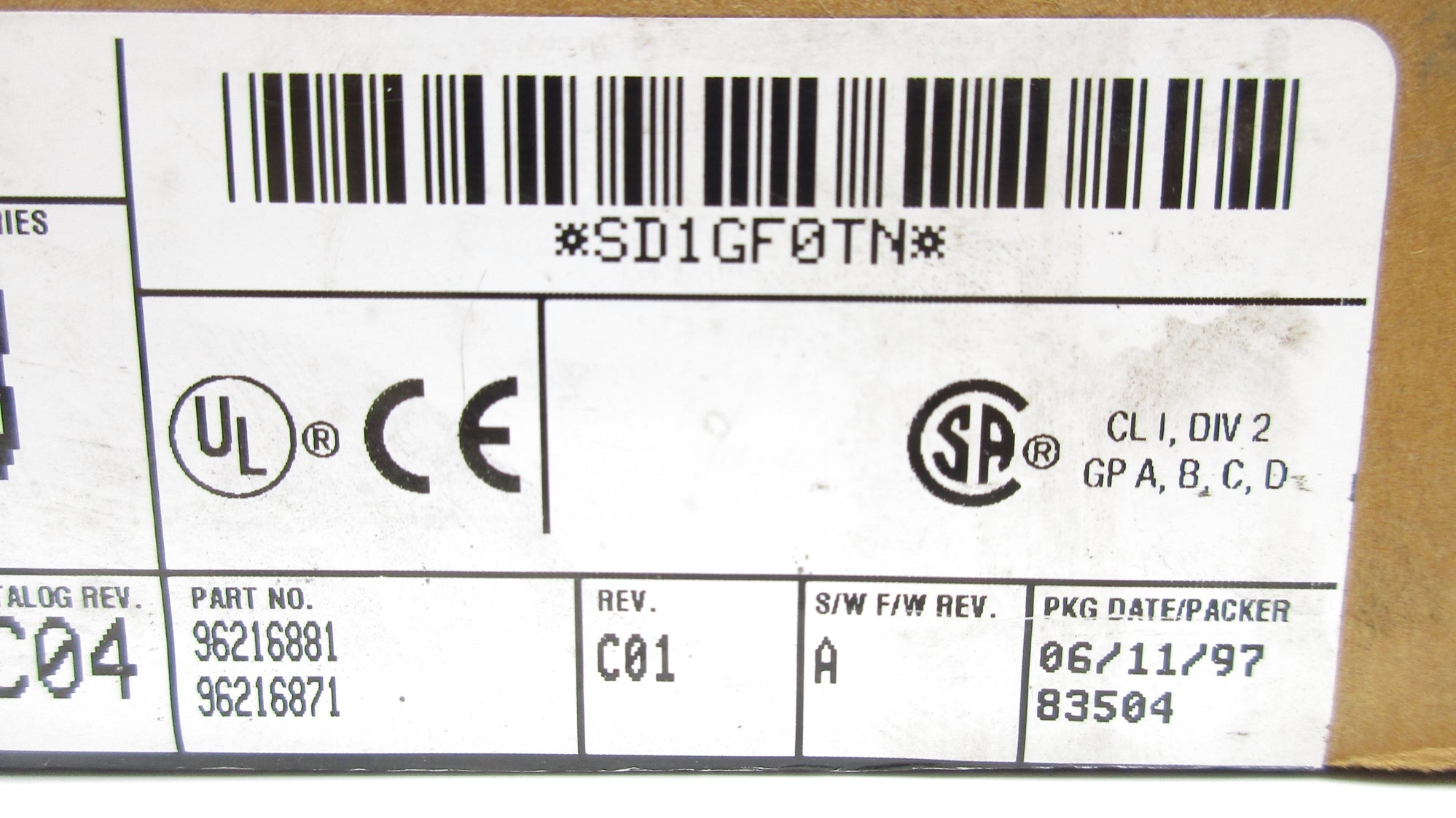 ALLEN BRADLEY 1771-OQ16 SER. B F/W A DATE: 1997 NSFS