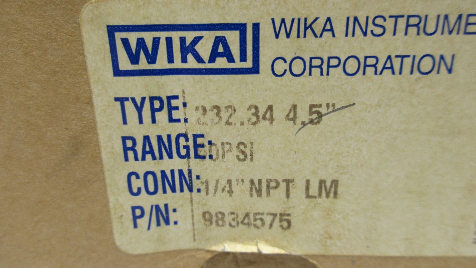 WIKA 9834575 232.344.5" 60PSI NSMP