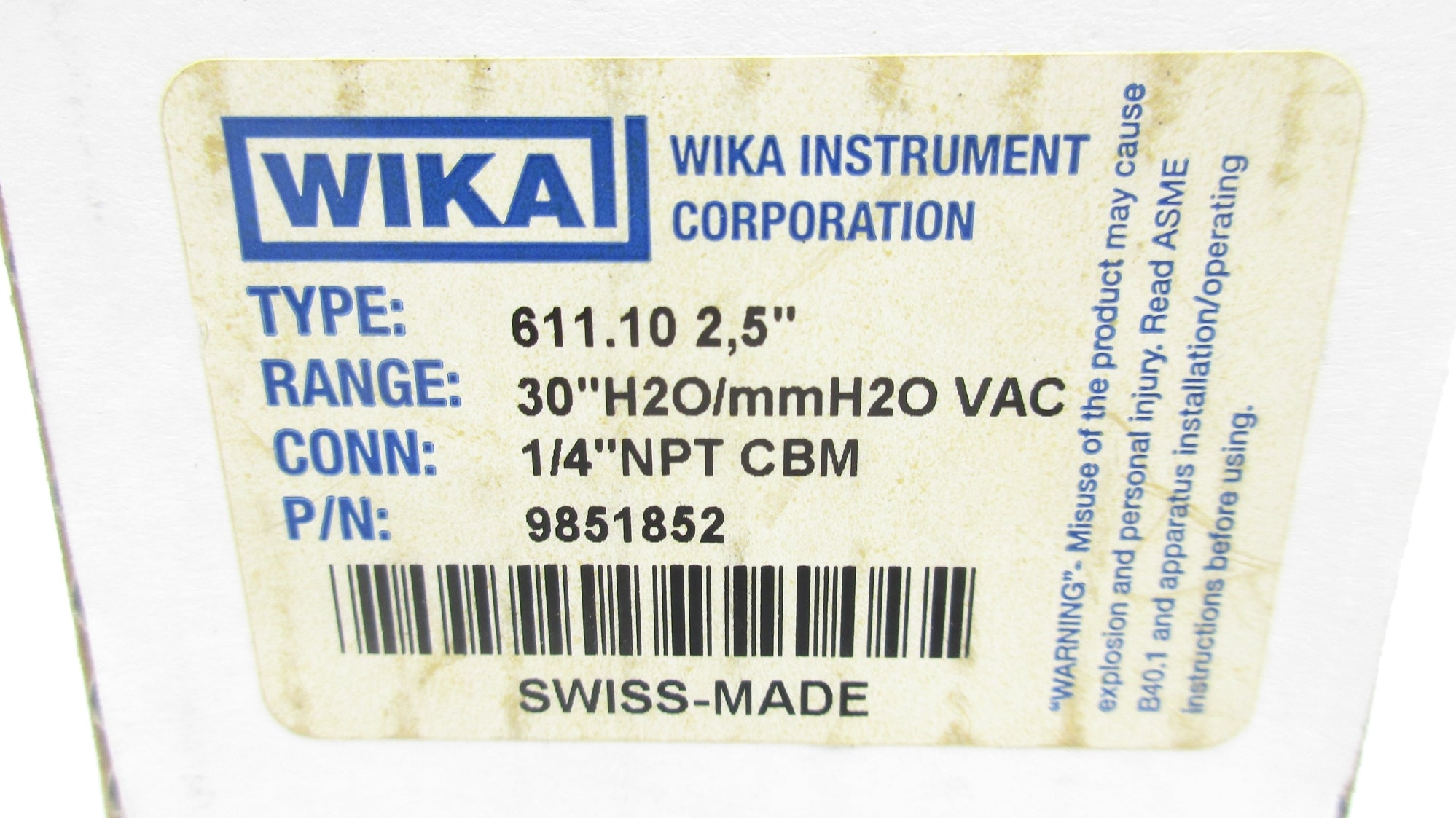 WIKA 9851852 611.102.5" NSMP