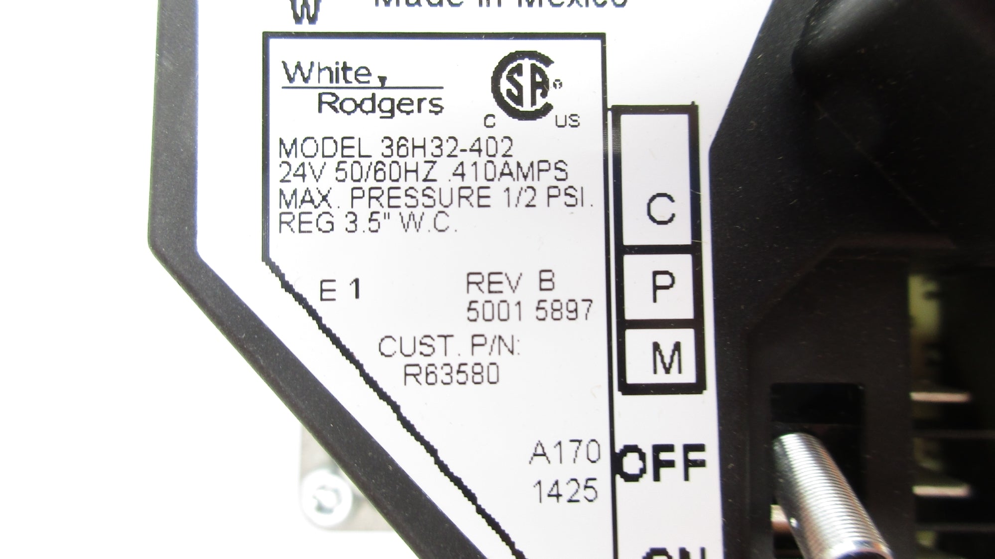WHITE RODGERS 36H32-402 24V 1/2PSI NSMP