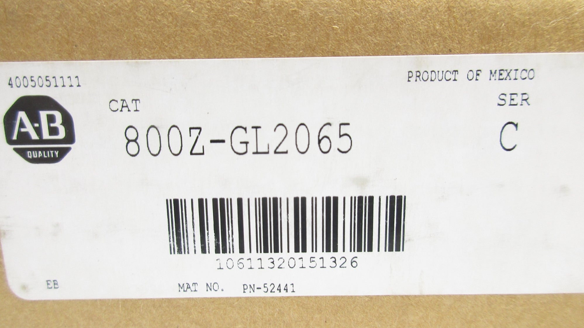 ALLEN BRADLEY 800Z-GL2065 SER. C (BR/WH) NSMP