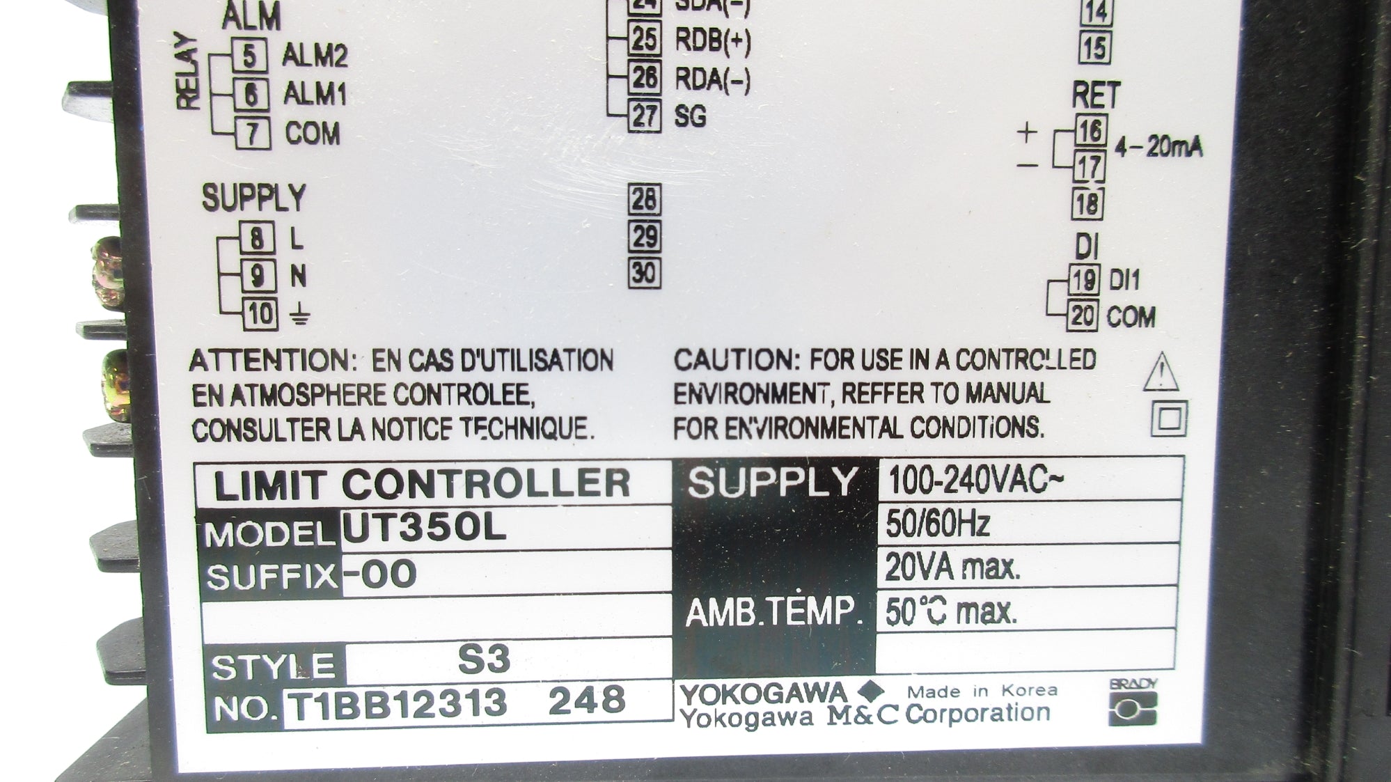 YOKOGAWA UT350L-00 100-240VAC NSNP