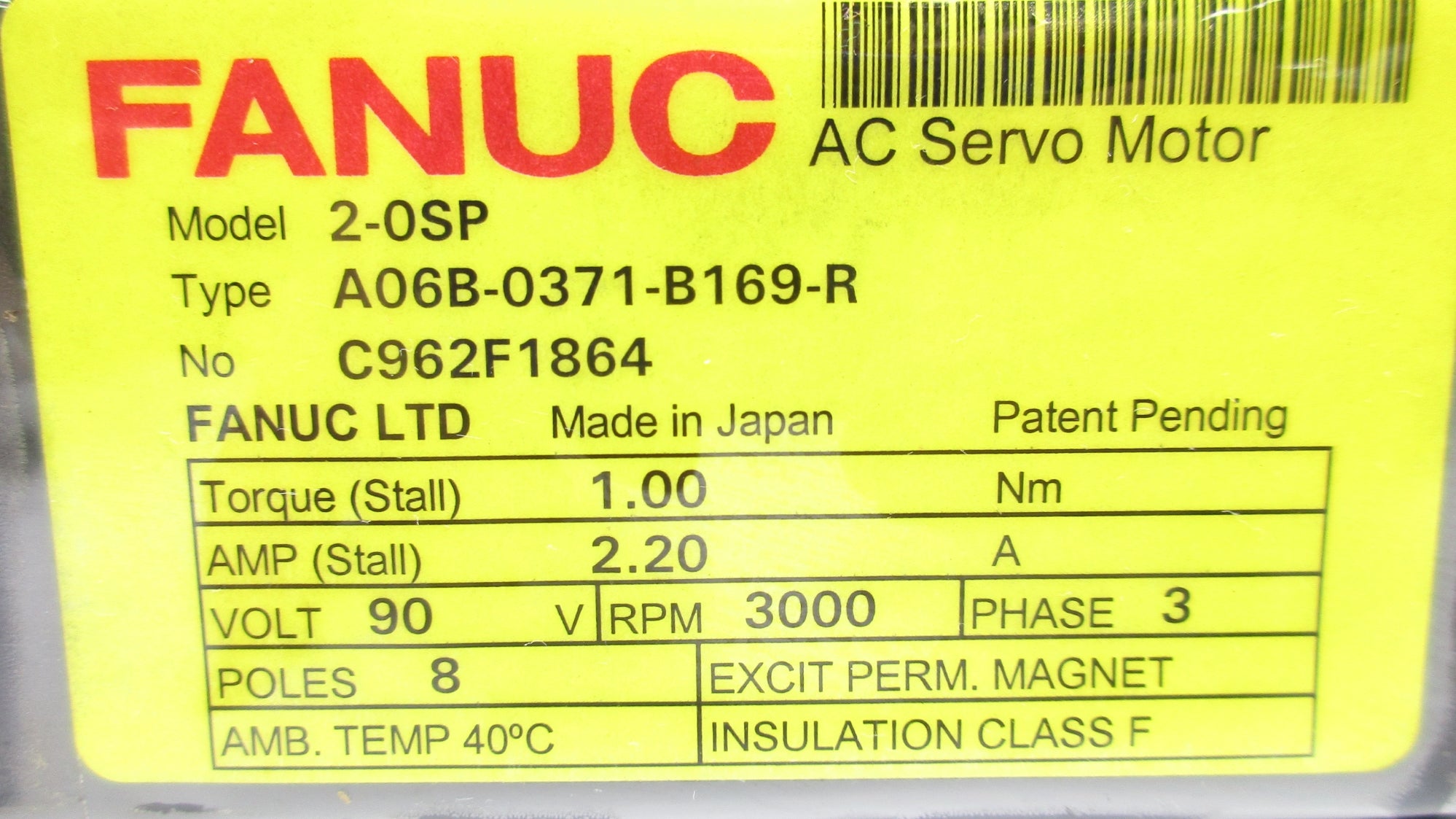 FANUC A06B-0371-B169-R 90V 2.20A UNMP