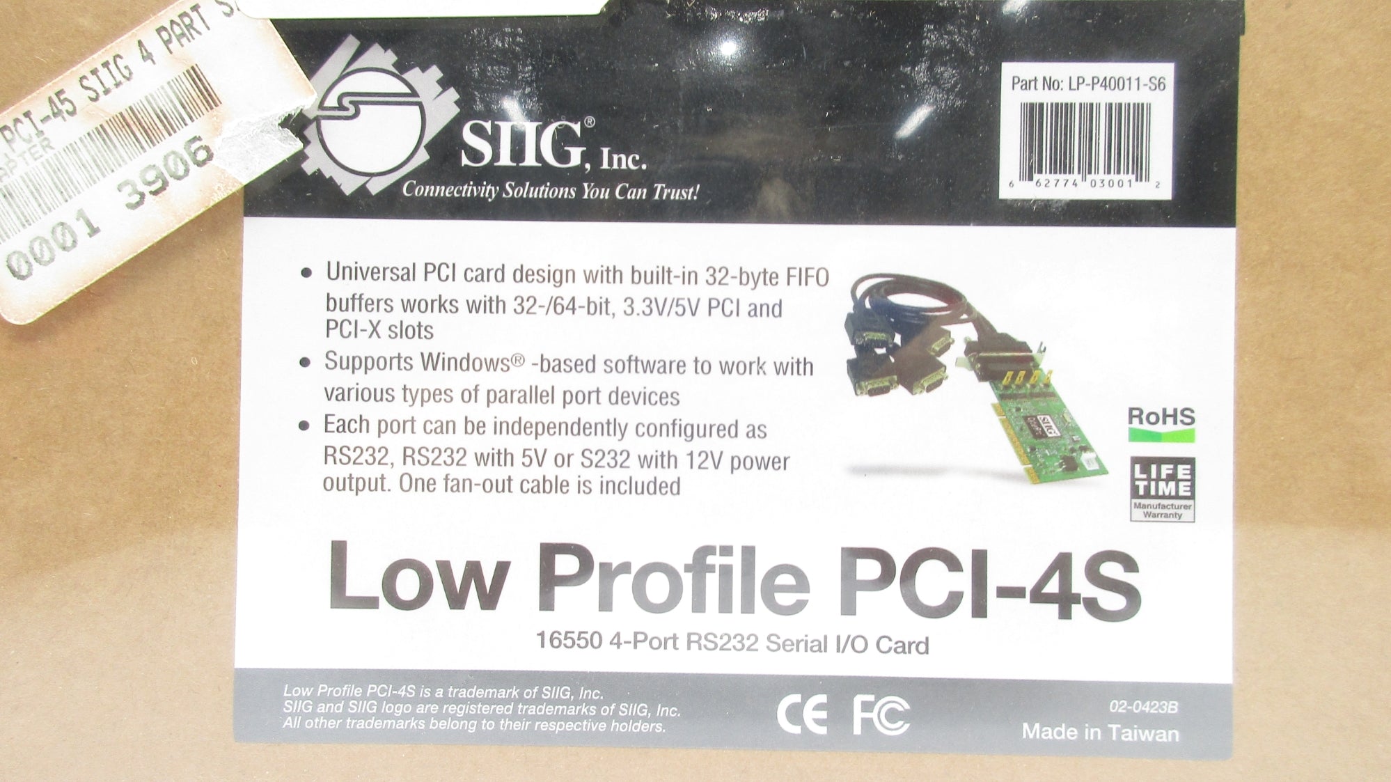 SIIG PCI-4S LP-P40011-S6 NSFS