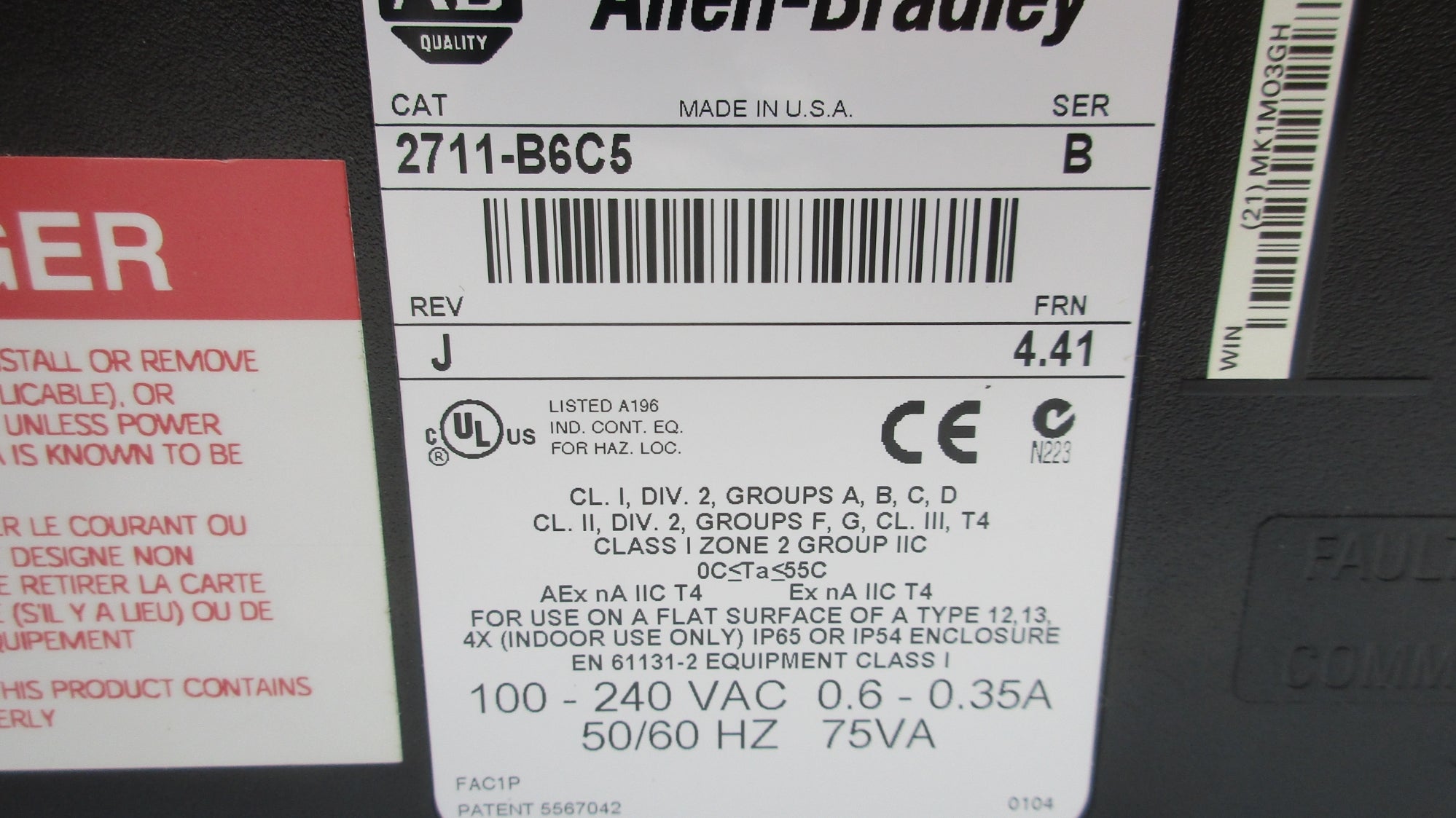 ALLEN BRADLEY 2711-B6C5 SER. B F/W 4.41 NSNP